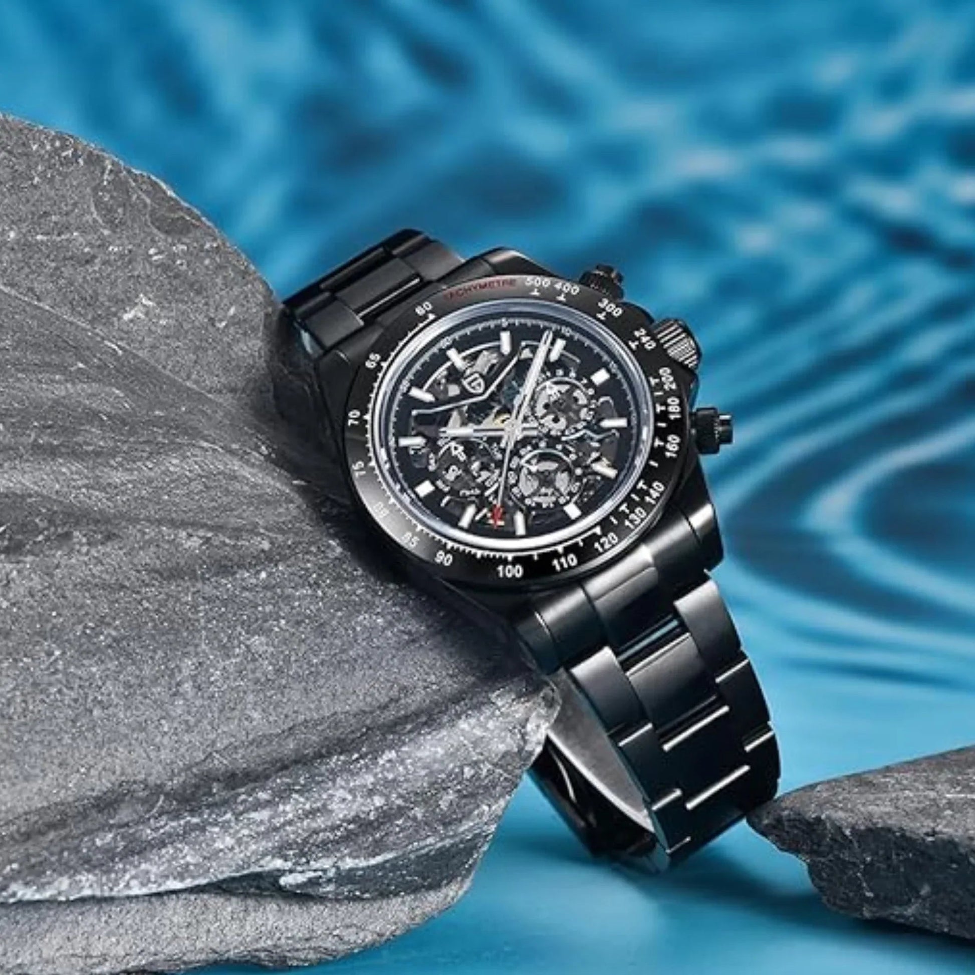 PAGANI DESIGN PD-1777 Automatic Men's Watches Stainless Steel Skeleton Watch - Black - DREAM WATCHES