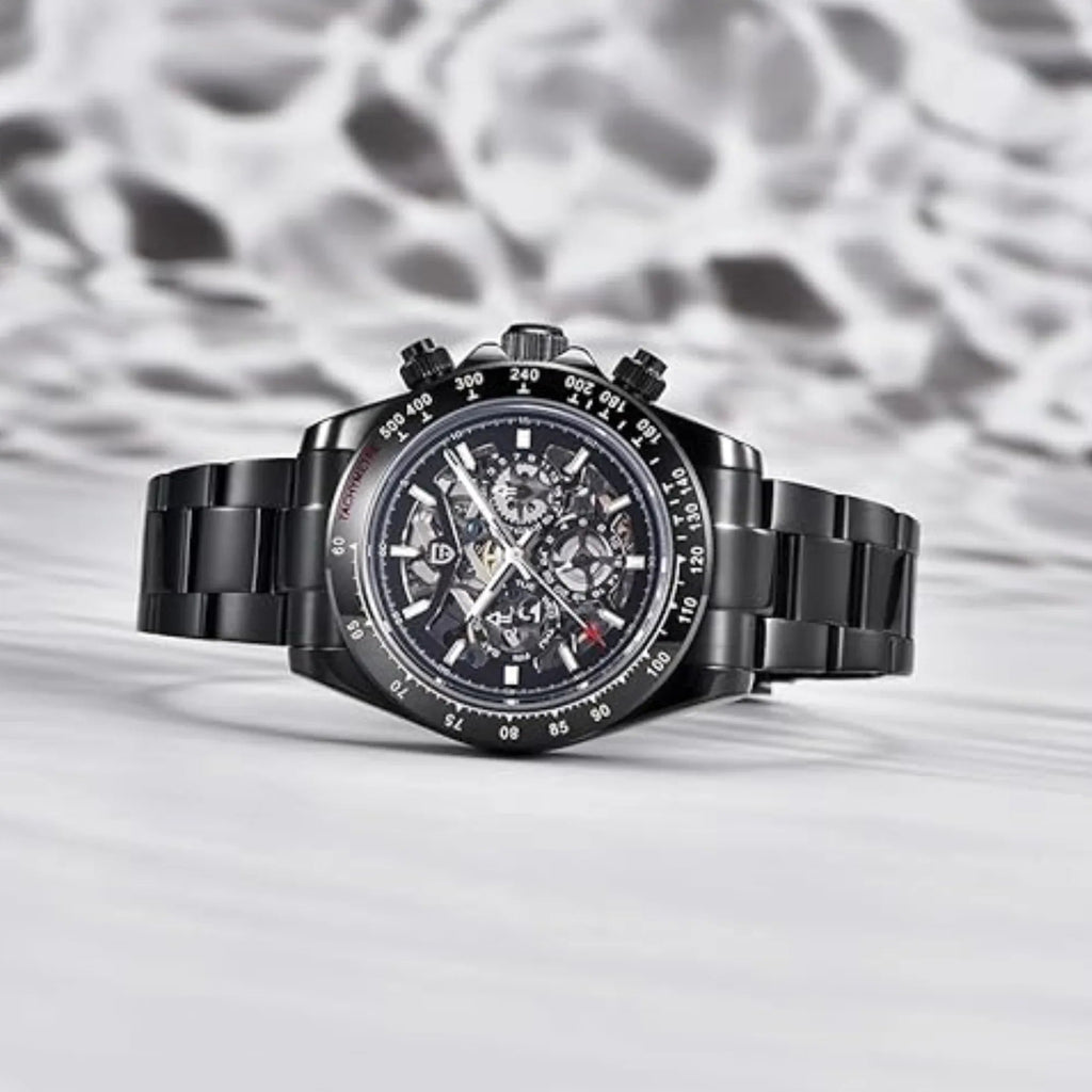 PAGANI DESIGN PD-1777 Automatic Men's Watches Stainless Steel Skeleton Watch - Black - DREAM WATCHES