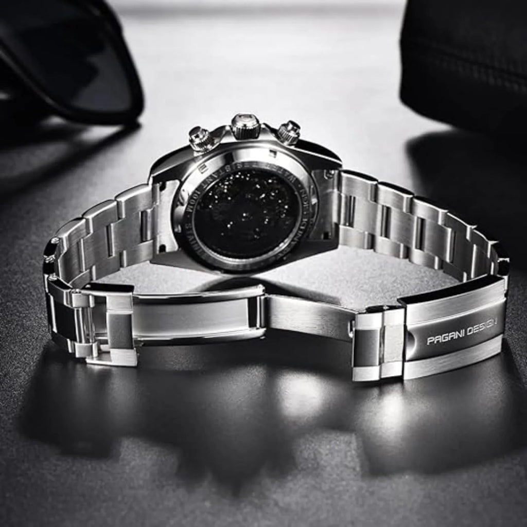 PAGANI DESIGN PD-1777 Automatic Stainless Steel Skeleton Mechanical Wrist Watch - Silver Black - DREAM WATCHES