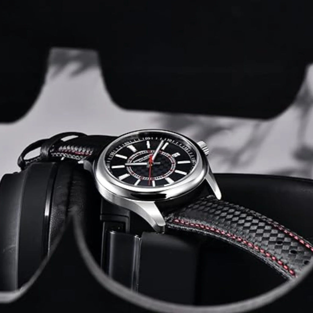Pagani Design PD-1778 40 mm with Seiko NH35 Automatic Movement Sapphire Crystal Glass Braided With Leather Strap- Black Dial Red accents - DREAM WATCHES