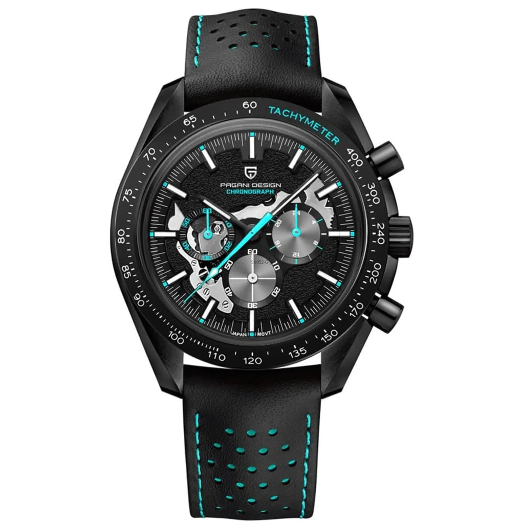 Pagani Design PD-1779 Moon Back Men's Watches Luxury Quartz Watch Men Skeleton Sport Chronograph AR Sapphire Glass Wrist Watch - Blue - DREAM WATCHES