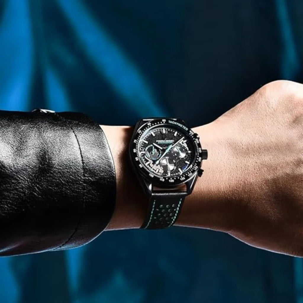 Pagani Design PD-1779 Moon Back Men's Watches Luxury Quartz Watch Men Skeleton Sport Chronograph AR Sapphire Glass Wrist Watch - Blue - DREAM WATCHES