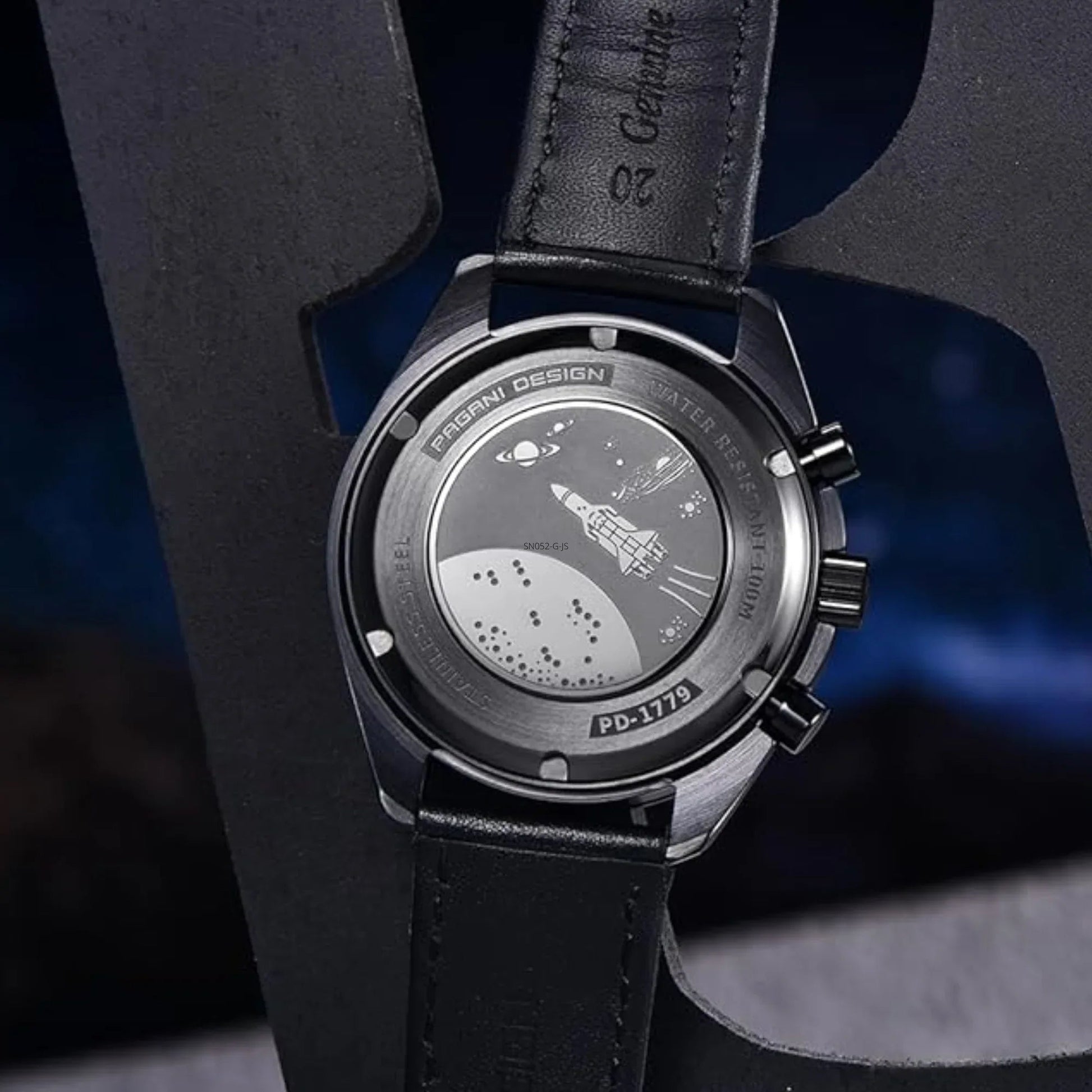 Pagani Design PD-1779 Moon Back Men's Watches Luxury Quartz Watch Men Skeleton Sport Chronograph AR Sapphire Glass Wrist Watch - Blue - DREAM WATCHES