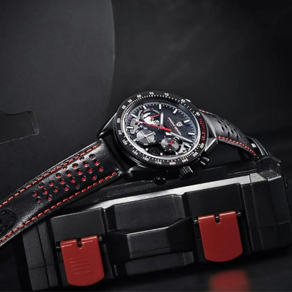 Pagani Design PD-1779 Moon Back Men's Watches Luxury Quartz Watch Men Skeleton Sport Chronograph AR Sapphire Glass Wrist Watch - Red - DREAM WATCHES