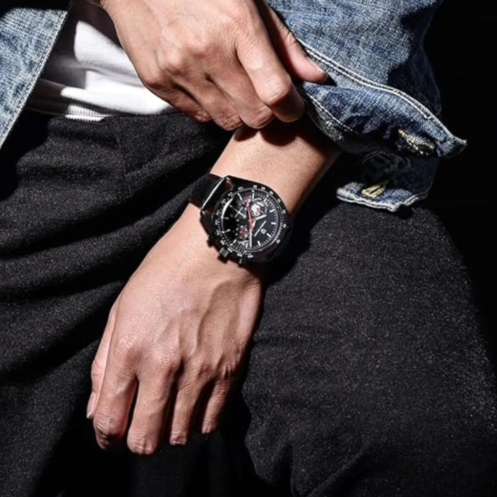 Pagani Design PD-1779 Moon Back Men's Watches Luxury Quartz Watch Men Skeleton Sport Chronograph AR Sapphire Glass Wrist Watch - Red - DREAM WATCHES