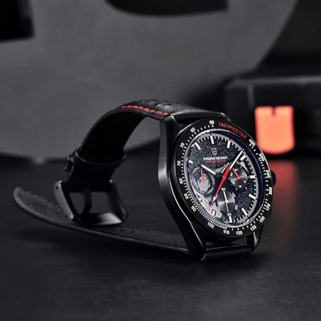 Pagani Design PD-1779 Moon Back Men's Watches Luxury Quartz Watch Men Skeleton Sport Chronograph AR Sapphire Glass Wrist Watch - Red - DREAM WATCHES