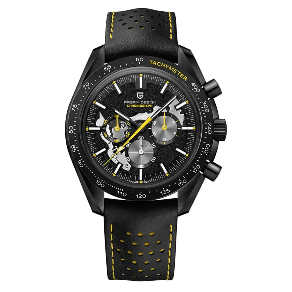 Pagani Design PD-1779 Moon Back Men's Watches Luxury Quartz Watch Men Skeleton Sport Chronograph AR Sapphire Glass Wrist Watch - Yellow - DREAM WATCHES