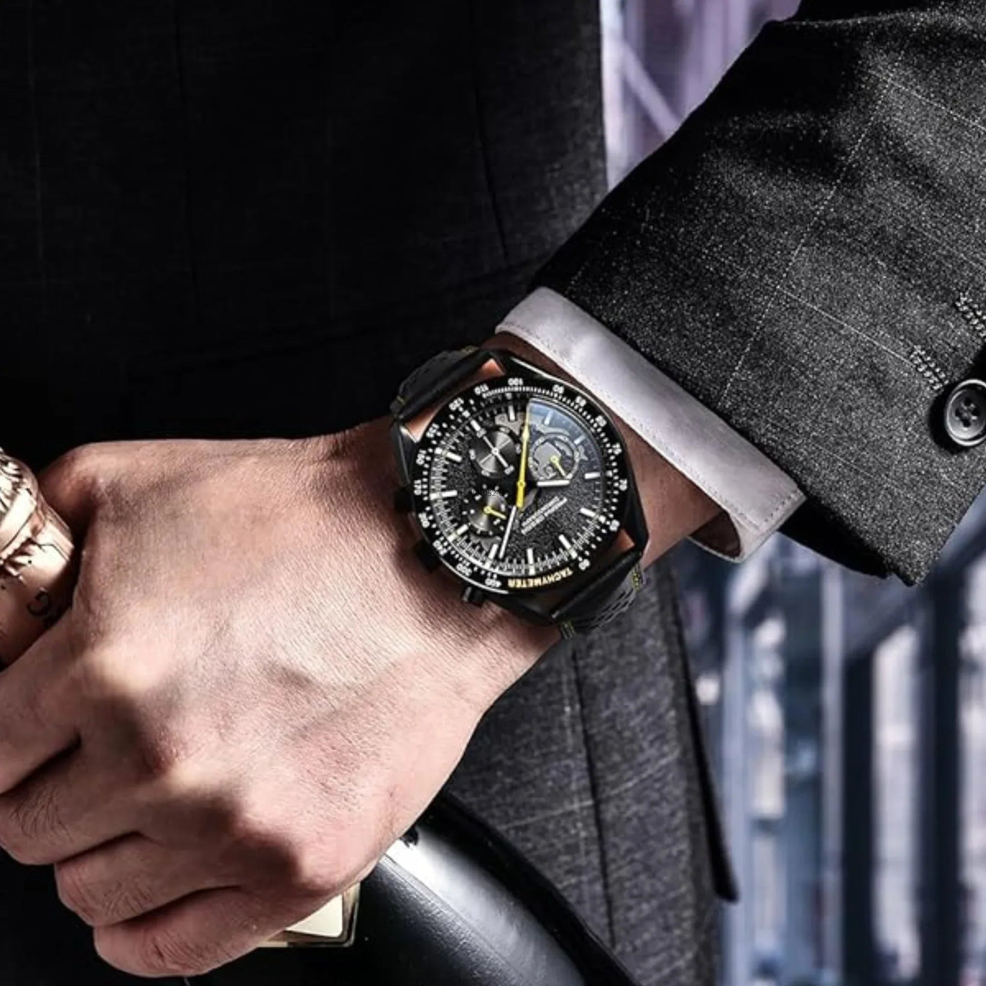 Pagani Design PD-1779 Moon Back Men's Watches Luxury Quartz Watch Men Skeleton Sport Chronograph AR Sapphire Glass Wrist Watch - Yellow - DREAM WATCHES
