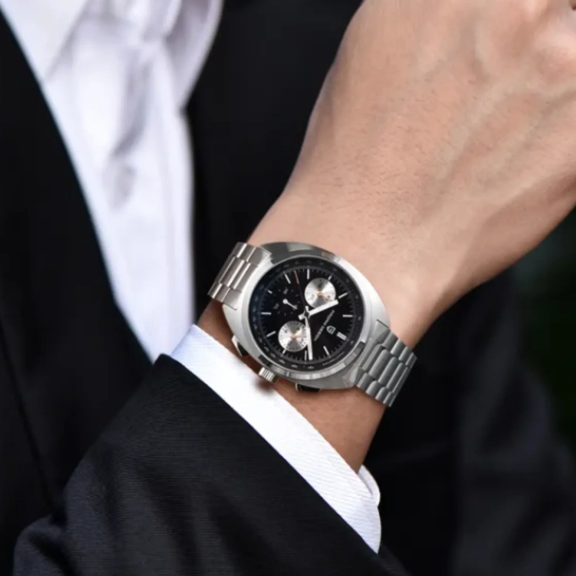 PAGANI DESIGN PD-1782 Men's Quartz Watches Chronograph Stainless Steel 40mm Sports Wrist Watch for Men - Black Dial - DREAM WATCHES