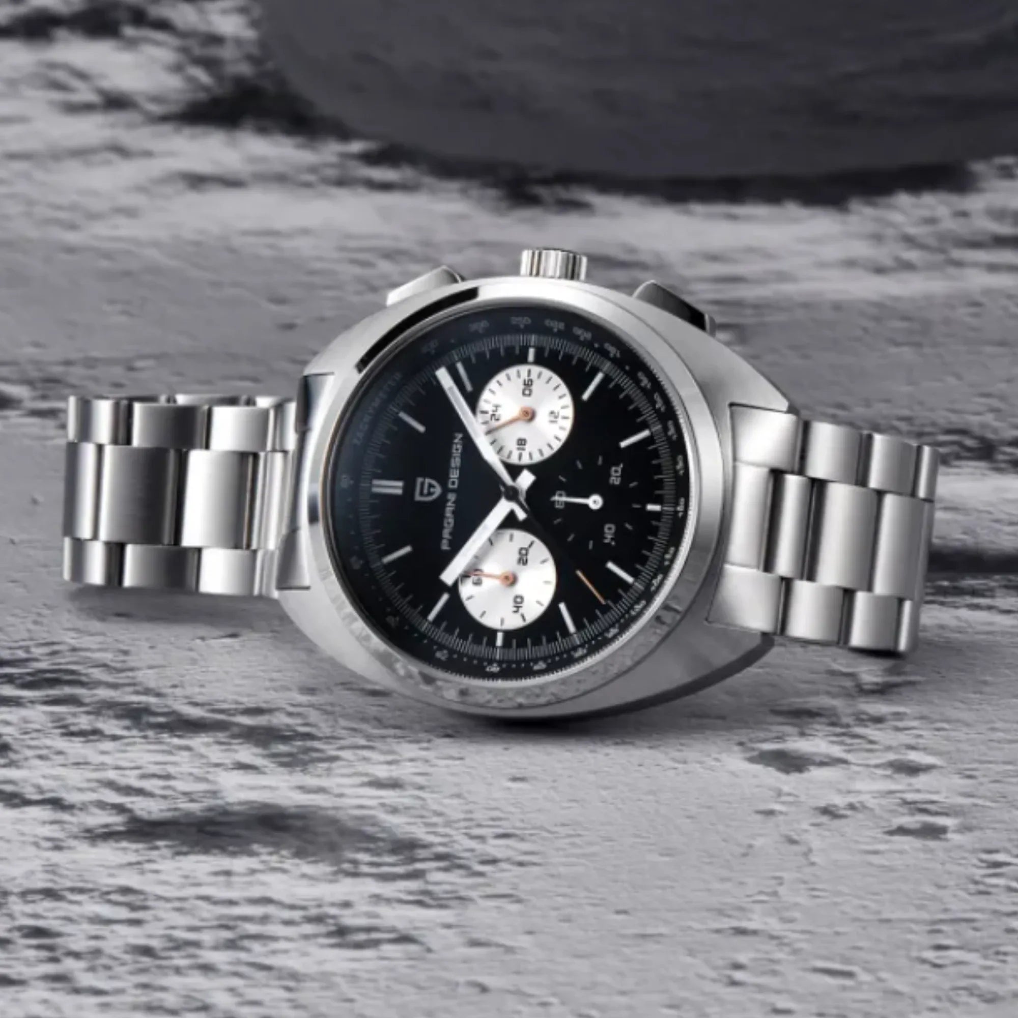 PAGANI DESIGN PD-1782 Men's Quartz Watches Chronograph Stainless Steel 40mm Sports Wrist Watch for Men - Black Dial - DREAM WATCHES