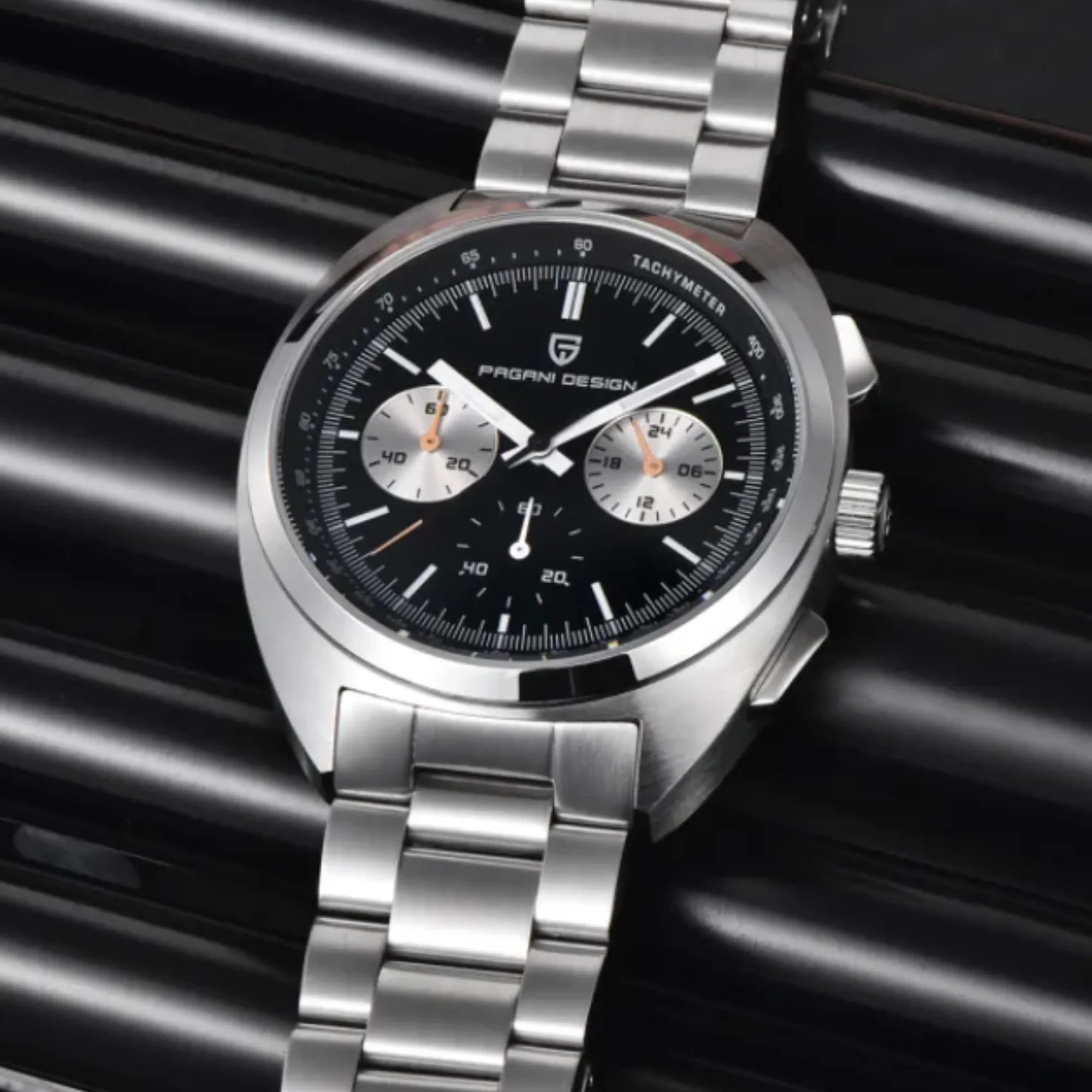 PAGANI DESIGN PD-1782 Men's Quartz Watches Chronograph Stainless Steel 40mm Sports Wrist Watch for Men - Black Dial - DREAM WATCHES