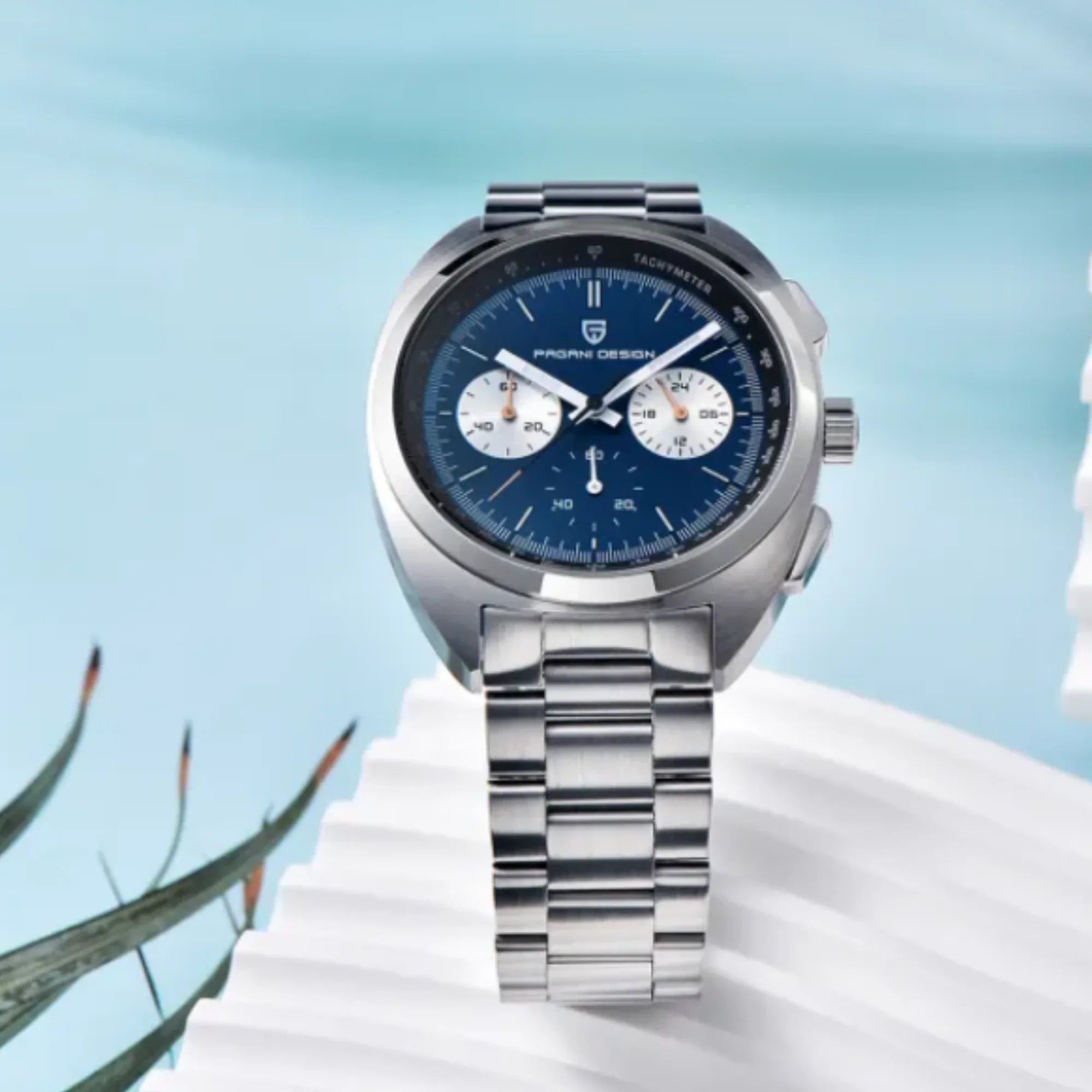 PAGANI DESIGN PD-1782 Men's Quartz Watches Chronograph Stainless Steel 40mm Sports Wrist Watch for Men - Blue Dial - DREAM WATCHES