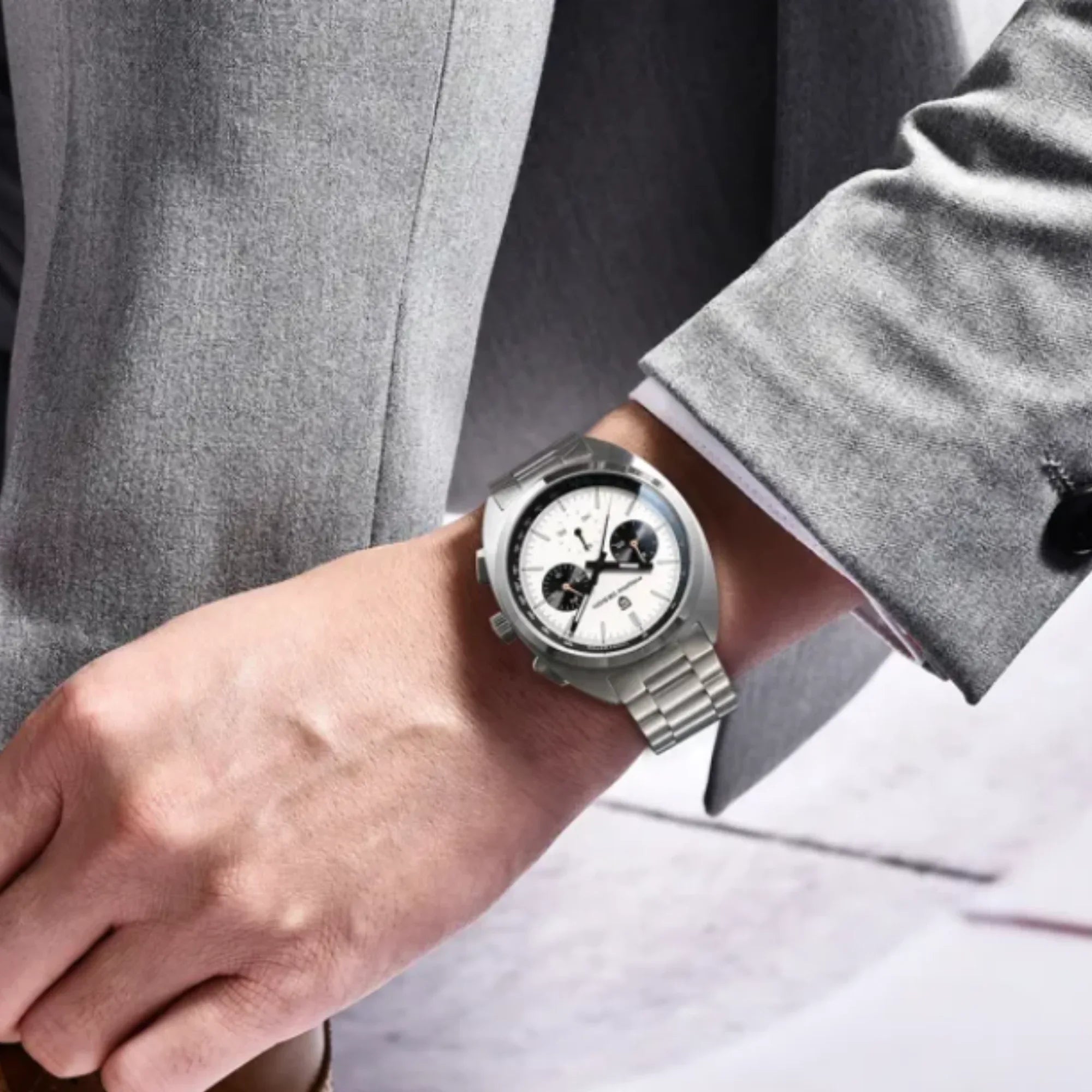 PAGANI DESIGN PD-1782 Men's Quartz Watches Chronograph Stainless Steel 40mm Sports Wrist Watch for Men - White Dial - DREAM WATCHES