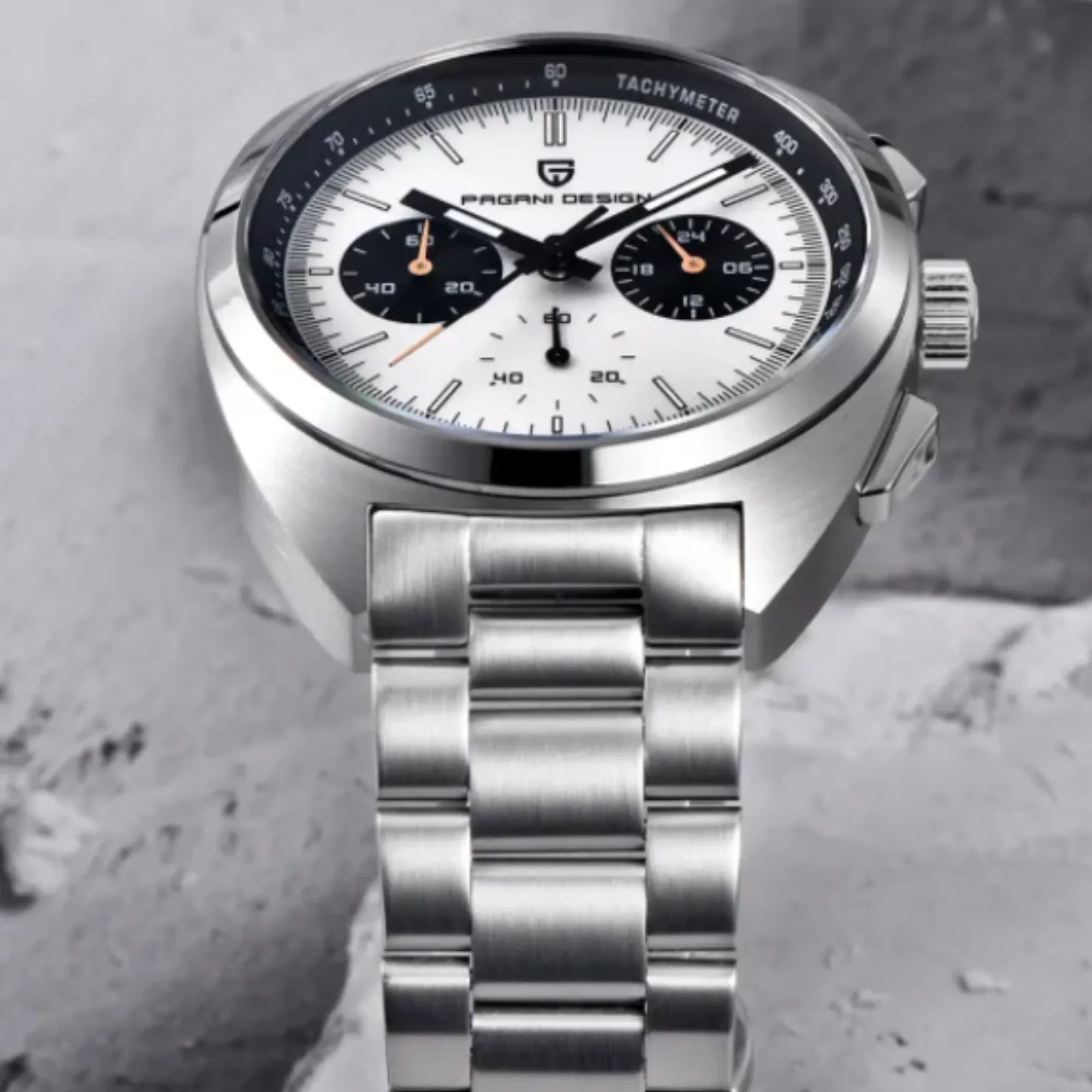 PAGANI DESIGN PD-1782 Men's Quartz Watches Chronograph Stainless Steel 40mm Sports Wrist Watch for Men - White Dial - DREAM WATCHES