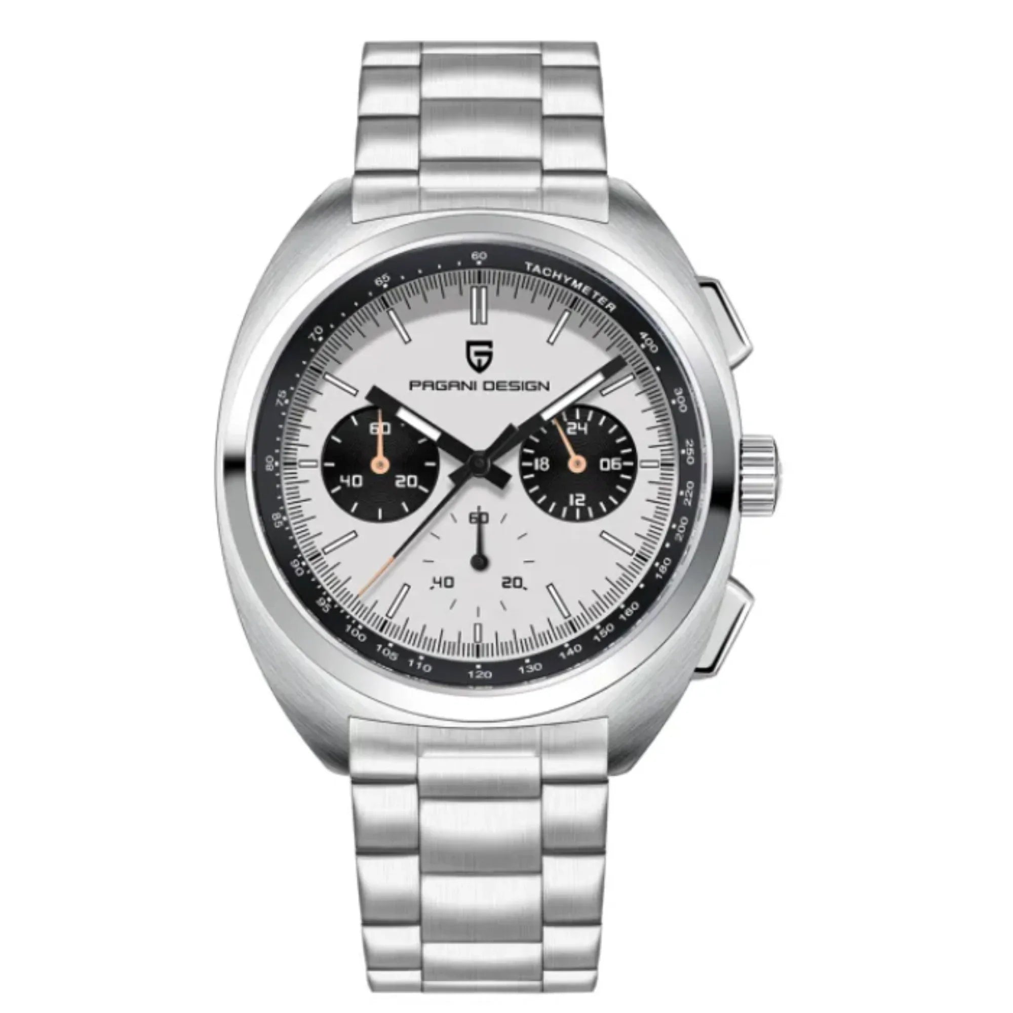 PAGANI DESIGN PD-1782 Men's Quartz Watches Chronograph Stainless Steel 40mm Sports Wrist Watch for Men - White Dial - DREAM WATCHES
