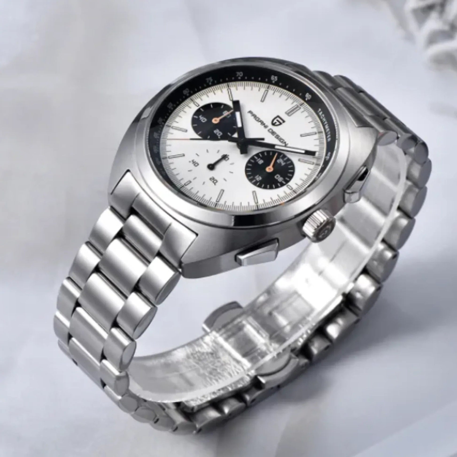 PAGANI DESIGN PD-1782 Men's Quartz Watches Chronograph Stainless Steel 40mm Sports Wrist Watch for Men - White Dial - DREAM WATCHES