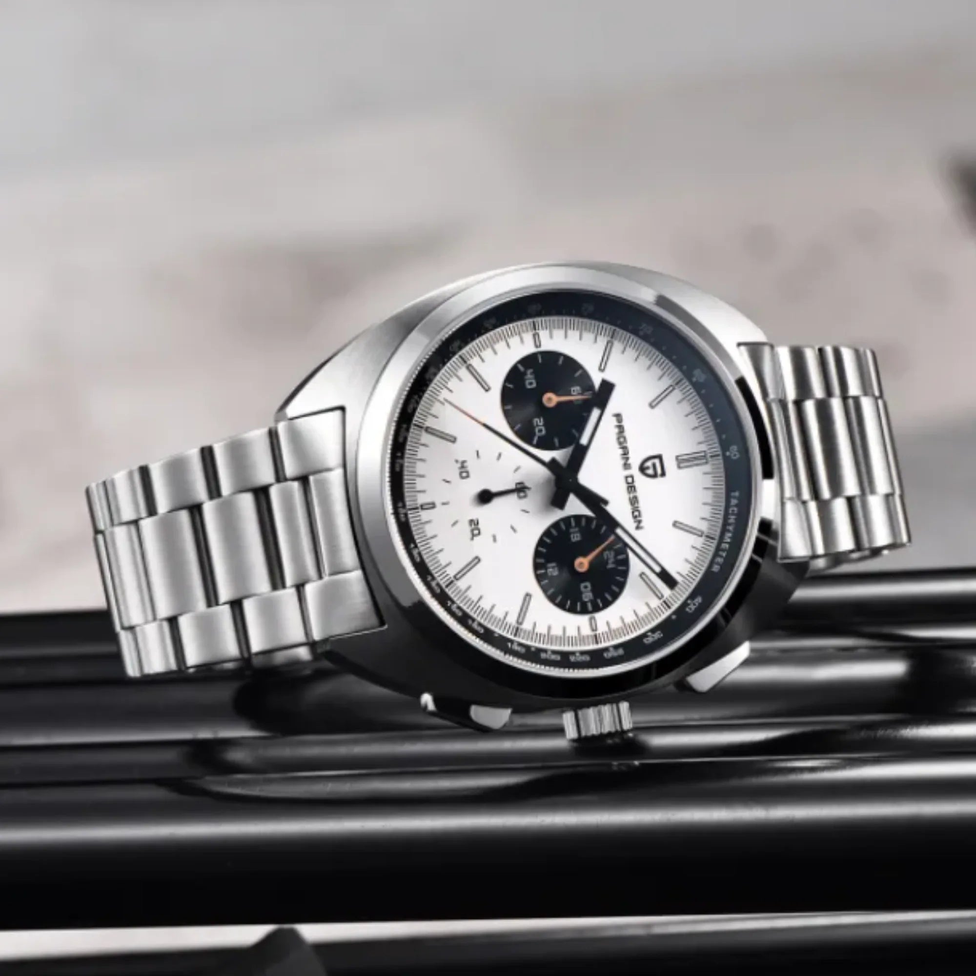 PAGANI DESIGN PD-1782 Men's Quartz Watches Chronograph Stainless Steel 40mm Sports Wrist Watch for Men - White Dial - DREAM WATCHES