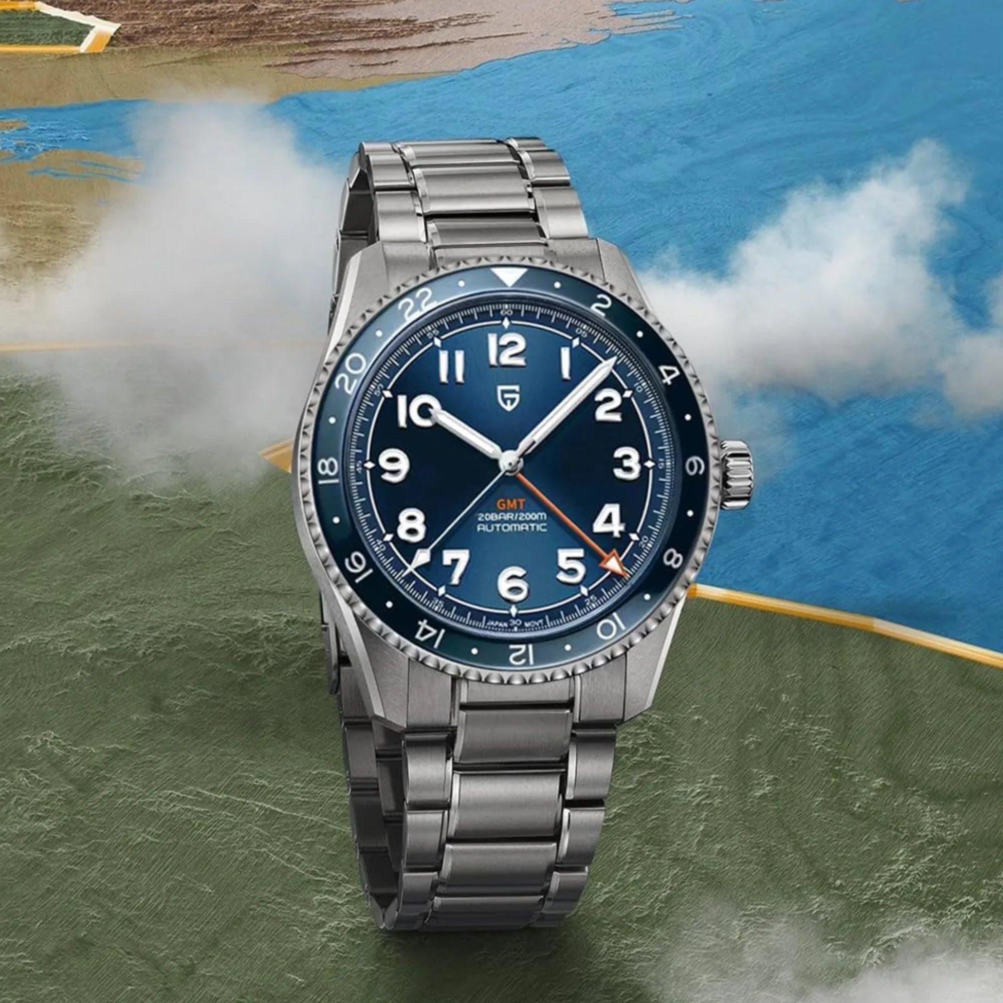 Pagani Design PD-1784 Men's Automatic Mechanical Watch NH34 Japanese Movement GMT Stainless Steel 200M Waterproof Business Watch 40mm - Blue Dial - DREAM WATCHES