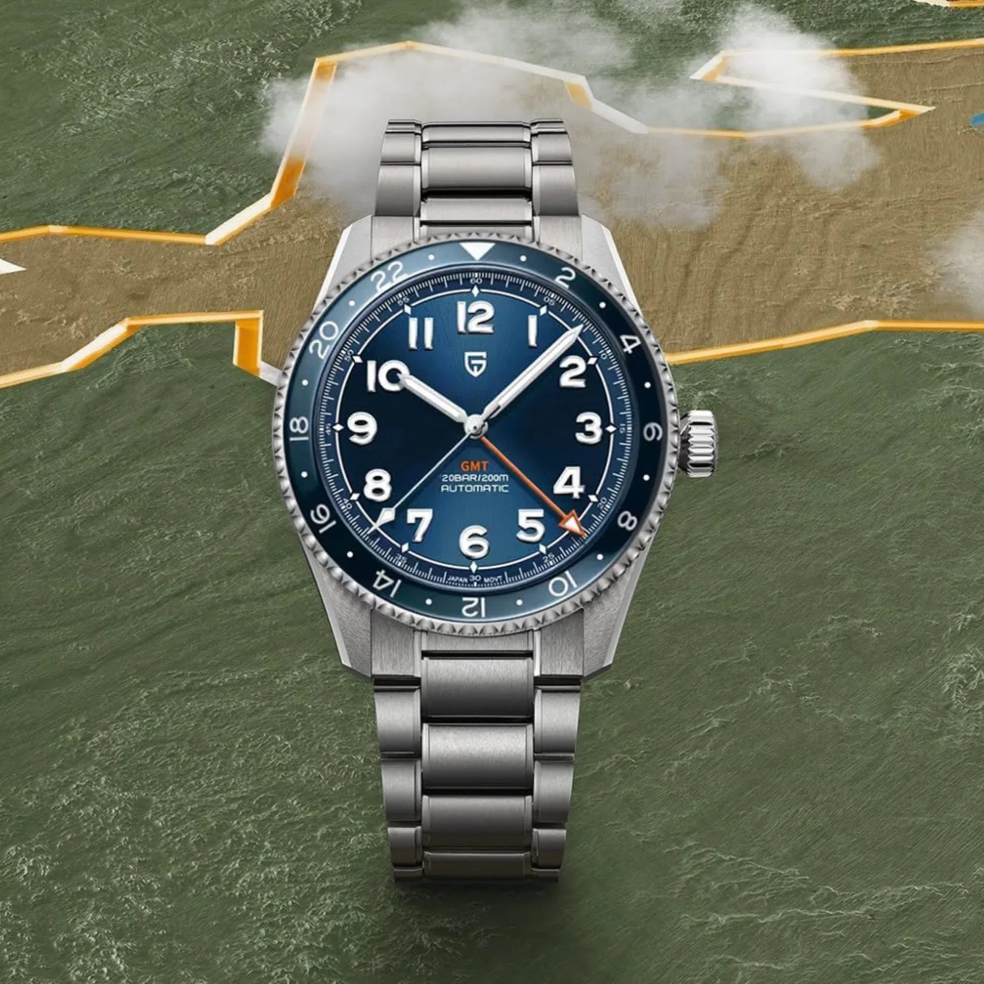 Pagani Design PD-1784 Men's Automatic Mechanical Watch NH34 Japanese Movement GMT Stainless Steel 200M Waterproof Business Watch 40mm - Blue Dial - DREAM WATCHES