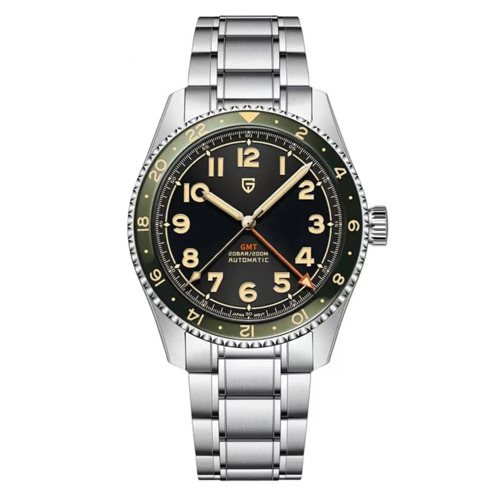 Pagani Design PD-1784 Men's Automatic Mechanical Watch NH34 Japanese Movement GMT Stainless Steel 200M Waterproof Business Watch 40mm - Green Dial - DREAM WATCHES