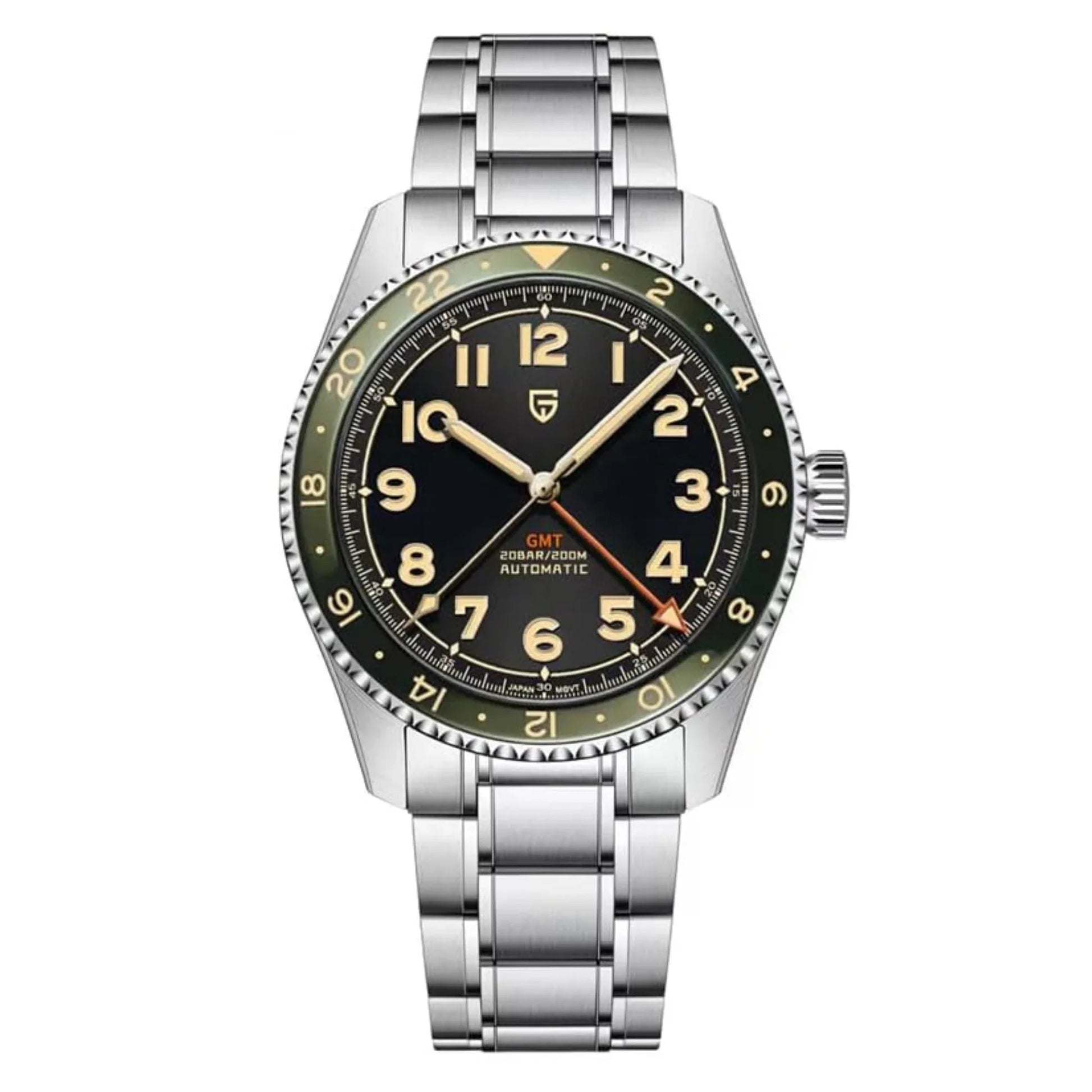 Pagani Design PD-1784 Men's Automatic Mechanical Watch NH34 Japanese Movement GMT Stainless Steel 200M Waterproof Business Watch 40mm - Green Dial - DREAM WATCHES