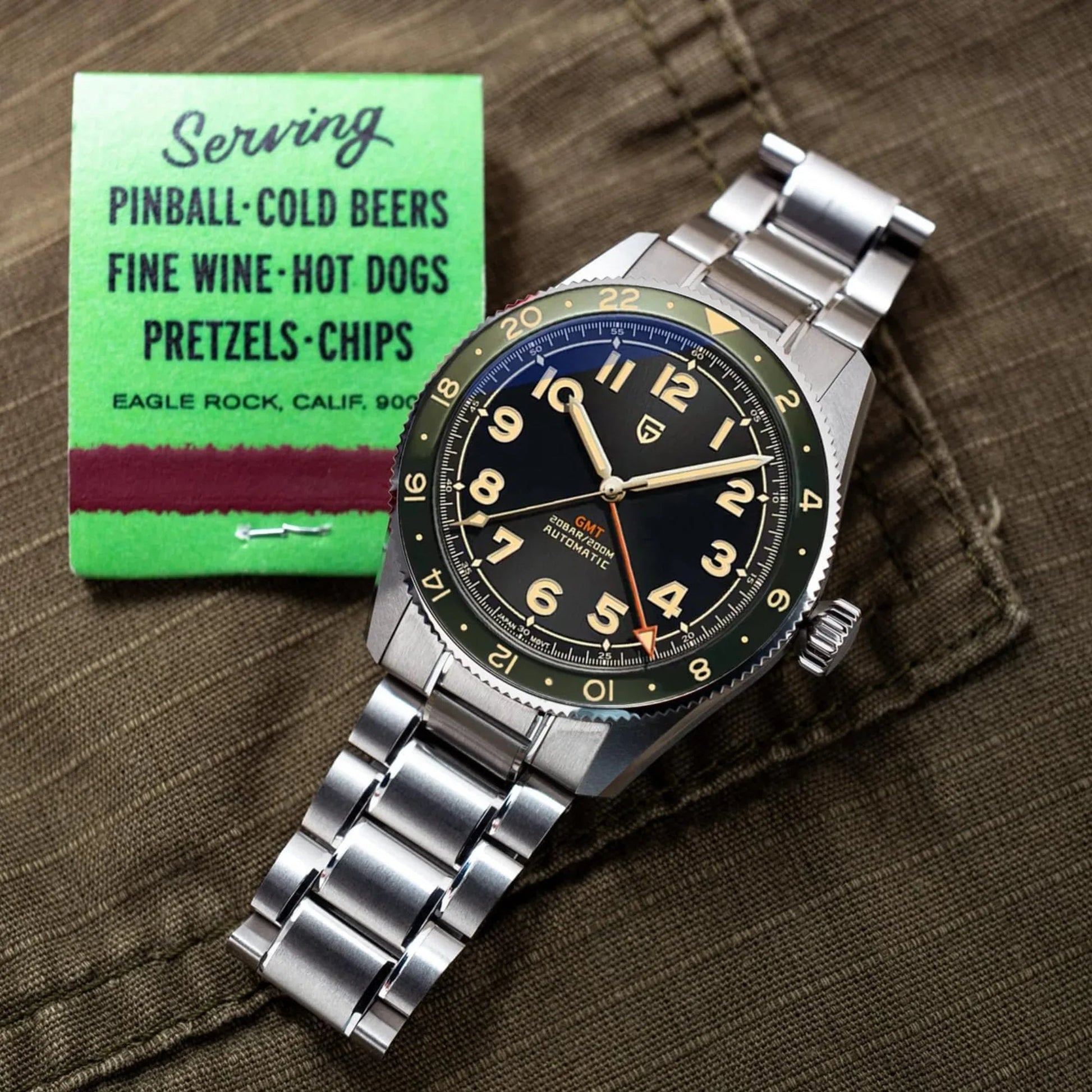 Pagani Design PD-1784 Men's Automatic Mechanical Watch NH34 Japanese Movement GMT Stainless Steel 200M Waterproof Business Watch 40mm - Green Dial - DREAM WATCHES