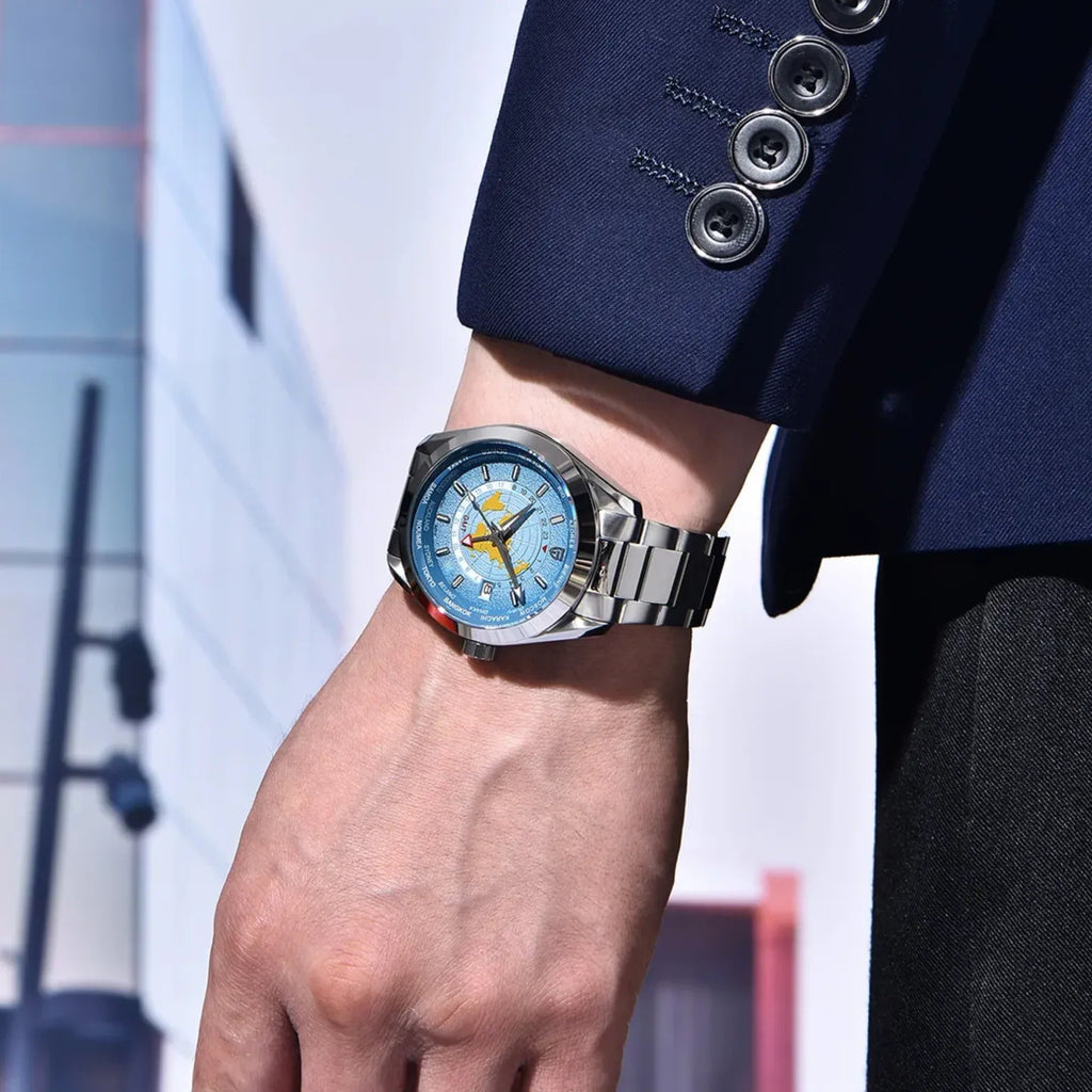 Pagani Design PD-1788 40mm Automatic GMT Stainless Steel World Timer - Deep Blue - DREAM WATCHES