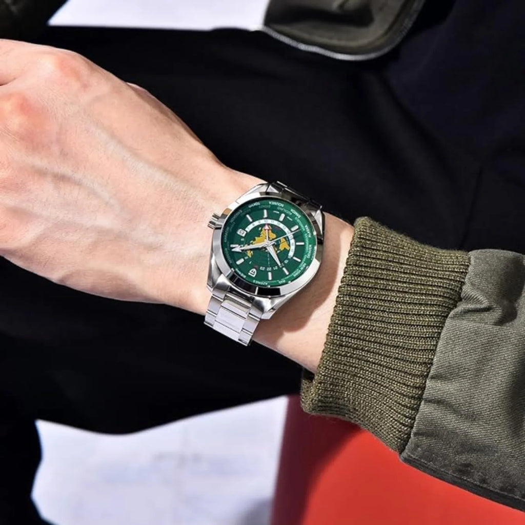 Pagani Design PD-1788 40mm Automatic GMT Stainless Steel World Timer - Deep Green - DREAM WATCHES