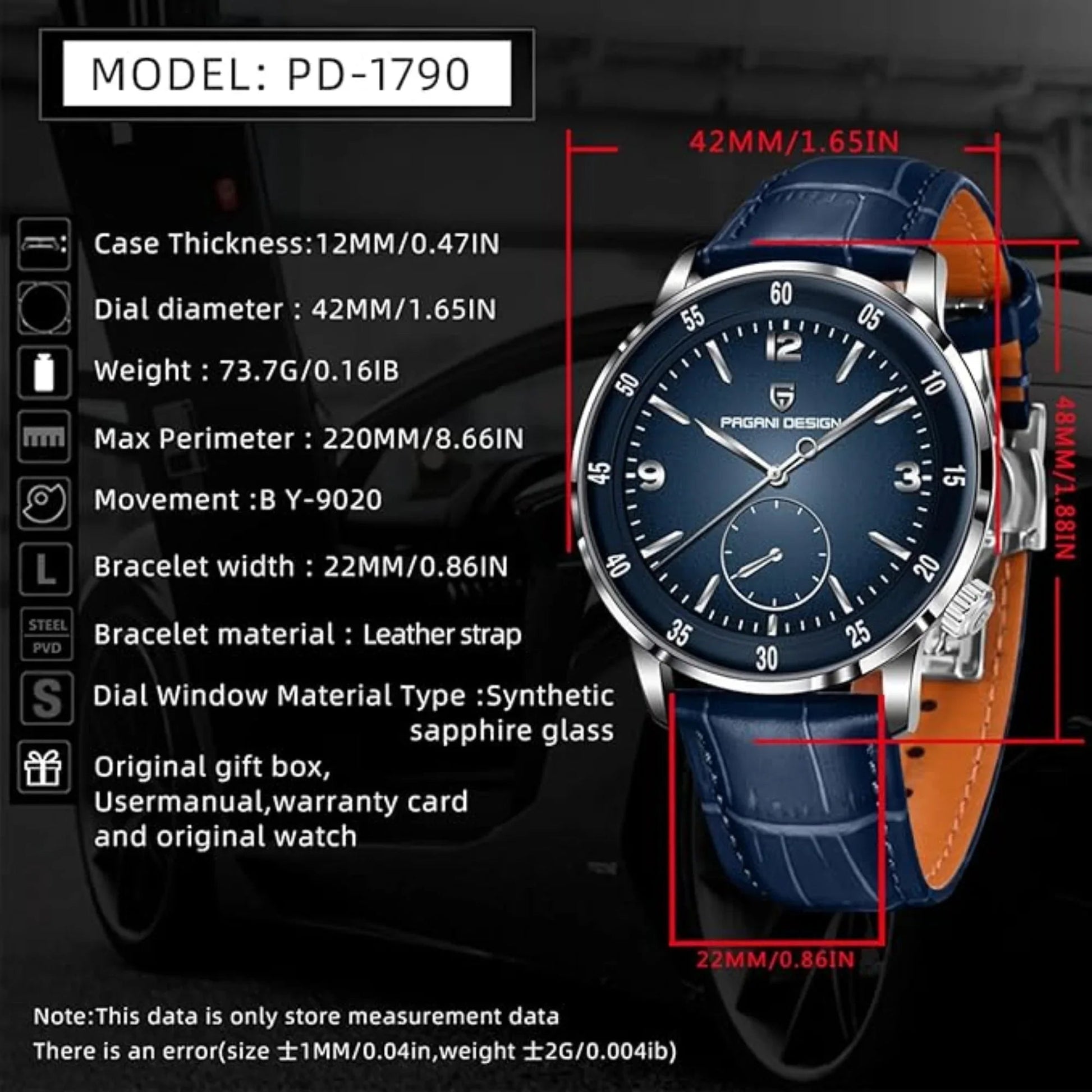 PAGANI DESIGN PD-1790 Men's Watches Chronograph Stainless Steel 42mm Sports Wrist Watch for Men - DREAM WATCHES