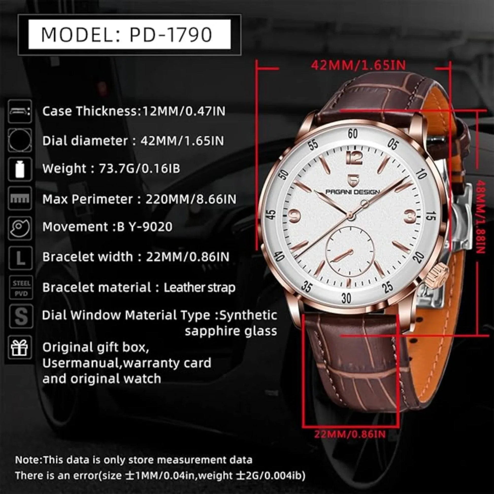 PAGANI DESIGN PD-1790 Men's Watches Chronograph Stainless Steel 42mm Sports Wrist Watch for Men - DREAM WATCHES