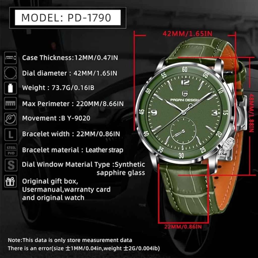 PAGANI DESIGN PD-1790 Men's Watches Chronograph Stainless Steel 42mm Sports Wrist Watch for Men - DREAM WATCHES