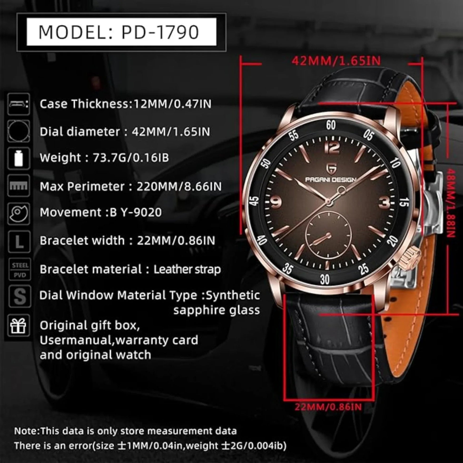 PAGANI DESIGN PD-1790 Men's Watches Chronograph Stainless Steel 42mm Sports Wrist Watch for Men - DREAM WATCHES