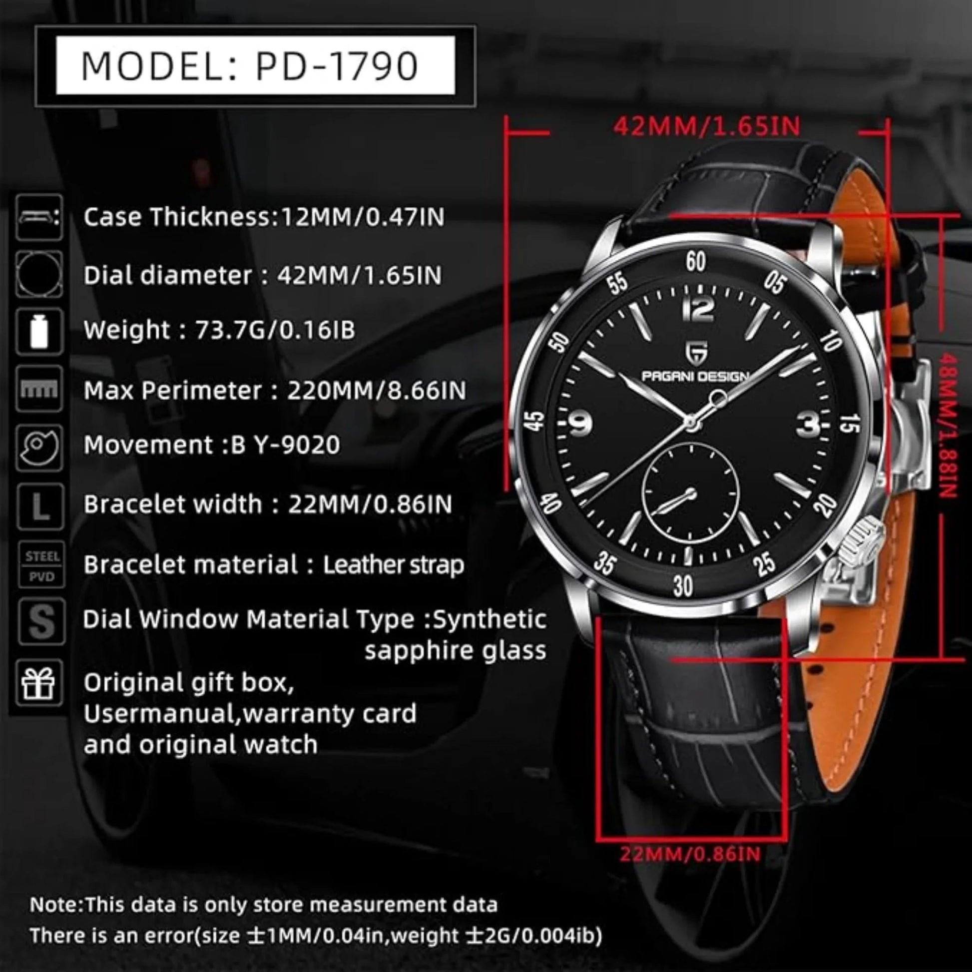 PAGANI DESIGN PD-1790 Men's Watches Chronograph Stainless Steel 42mm Sports Wrist Watch for Men - DREAM WATCHES