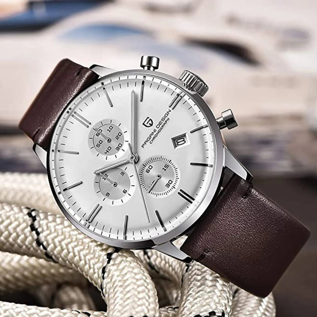 Pagani Design PD-2720K Chronograph (Movement Japanese VK67) | Stainless Steel Men's Luxury Watch - White Dial - DREAM WATCHES