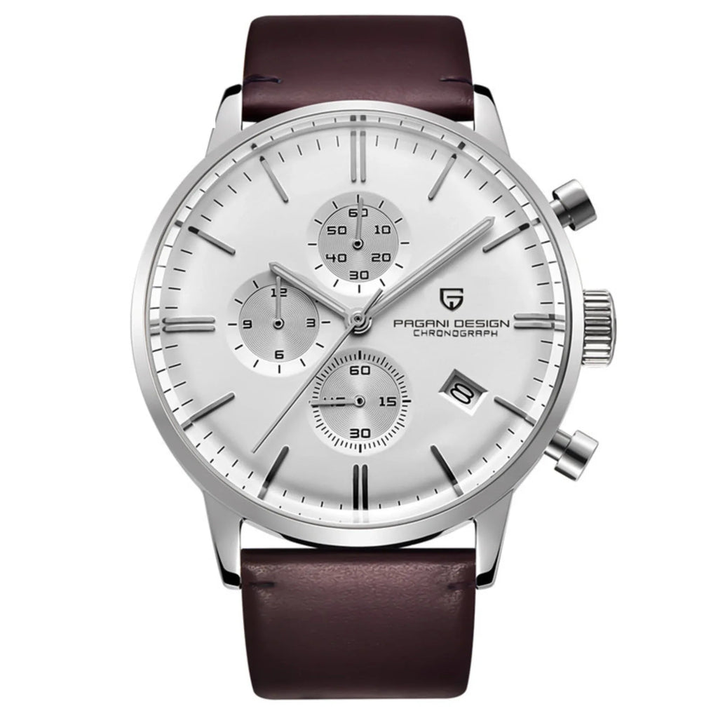 Pagani Design PD-2720K Chronograph (Movement Japanese VK67) | Stainless Steel Men's Luxury Watch - White Dial - DREAM WATCHES