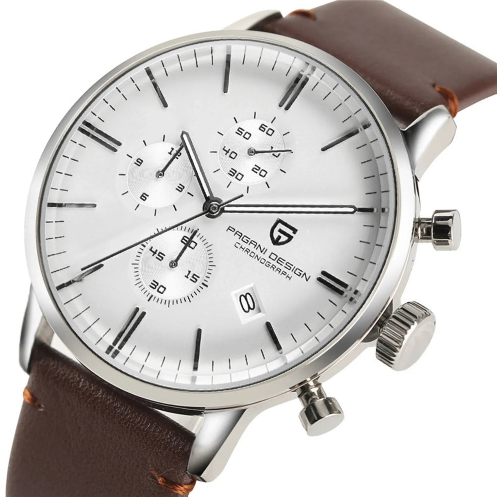 Pagani Design PD-2720K Chronograph (Movement Japanese VK67) | Stainless Steel Men's Luxury Watch - White Dial - DREAM WATCHES