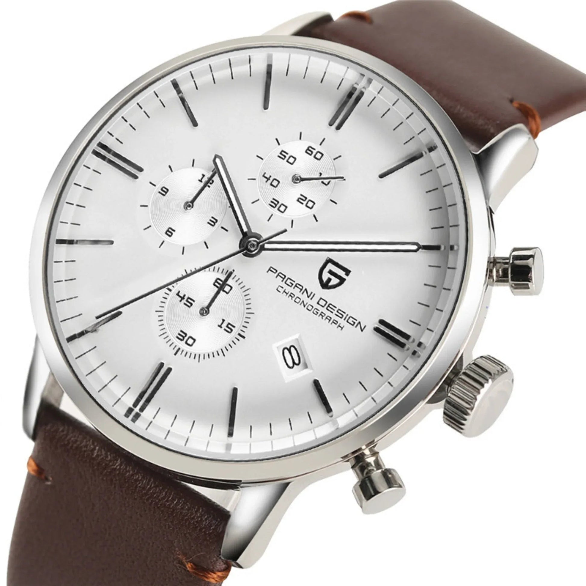Pagani Design PD-2720K Chronograph (Movement Japanese VK67) | Stainless Steel Men's Luxury Watch - White Dial - DREAM WATCHES