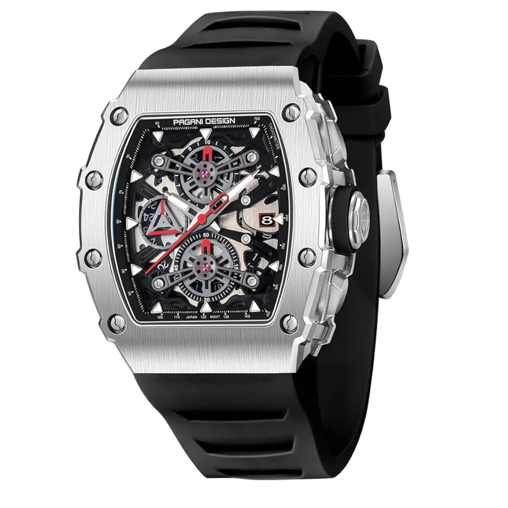 Pagani Design PD-YS011 Mens Skeleton Quartz Wristwatch YM92 Movt Watch for Men Sapphire Glass Stainless Steel Case Waterproof - DREAM WATCHES