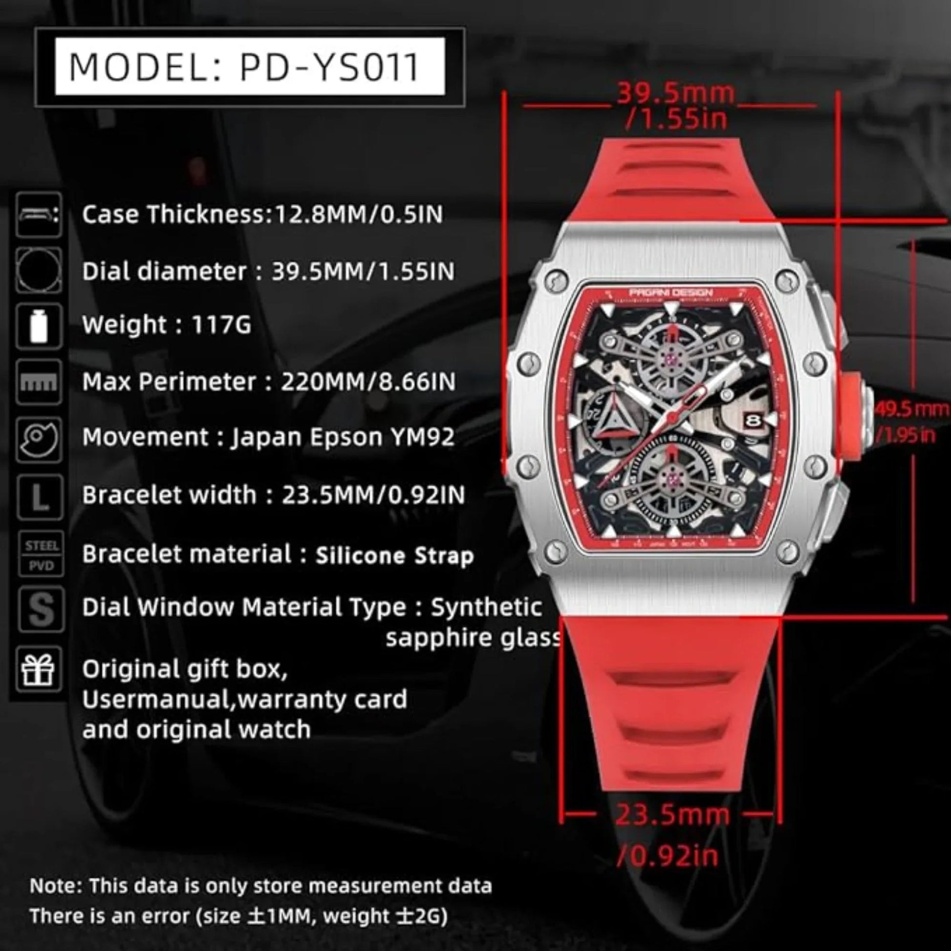 Pagani Design PD-YS011 Mens Skeleton Quartz Wristwatch YM92 Movt Watch for Men Sapphire Glass Stainless Steel Case Waterproof Clock - DREAM WATCHES