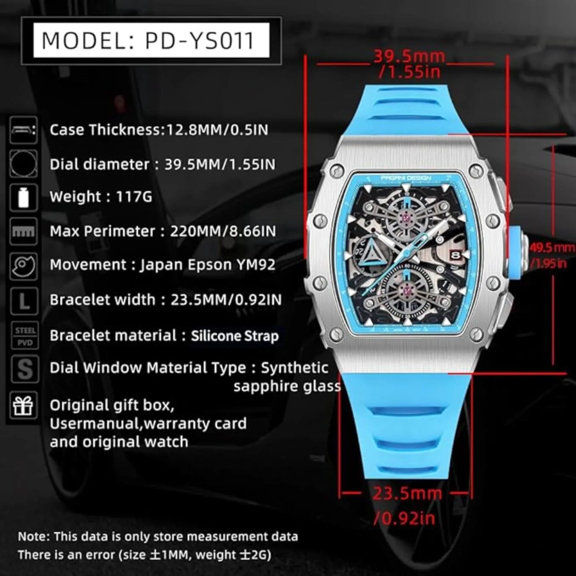 Pagani Design PD-YS011 Mens Skeleton Quartz Wristwatch YM92 Movt Watch for Men Sapphire Glass Stainless Steel Case Waterproof Clock - DREAM WATCHES