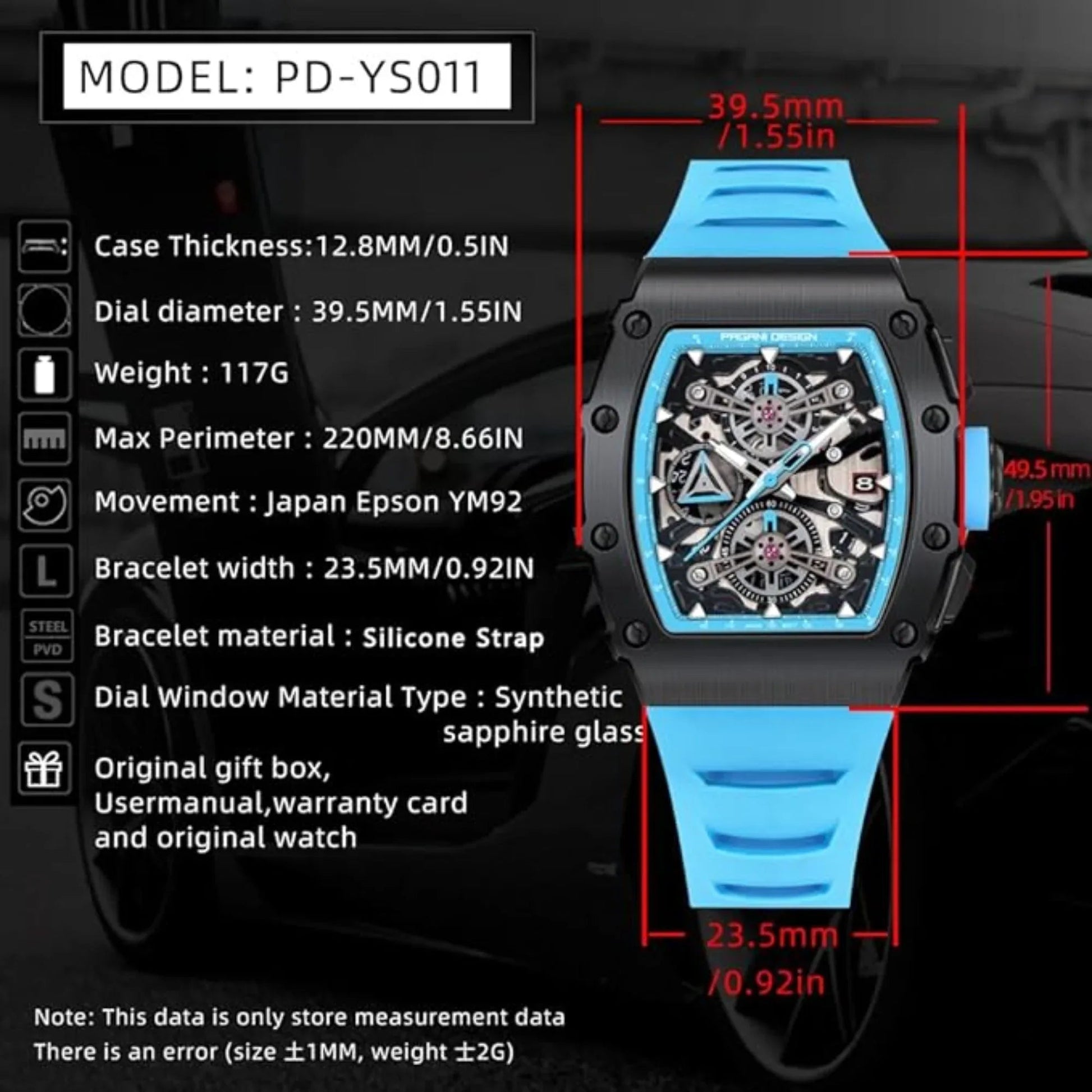 Pagani Design PD-YS011 Mens Skeleton Quartz Wristwatch YM92 Movt Watch for Men Sapphire Glass Stainless Steel Case Waterproof Clock - DREAM WATCHES