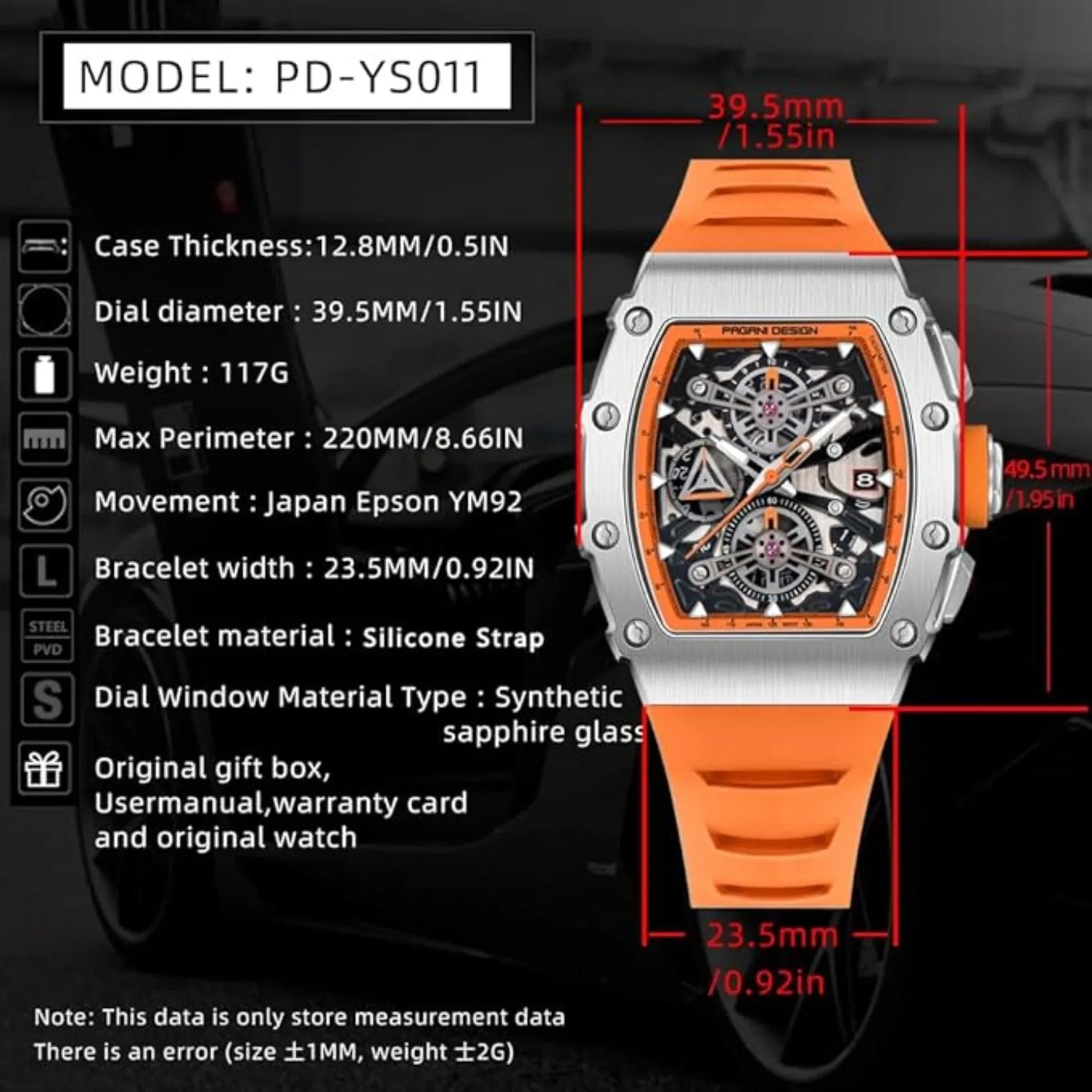Pagani Design PD-YS011 Mens Skeleton Quartz Wristwatch YM92 Movt Watch for Men Sapphire Glass Stainless Steel Case Waterproof Clock - DREAM WATCHES