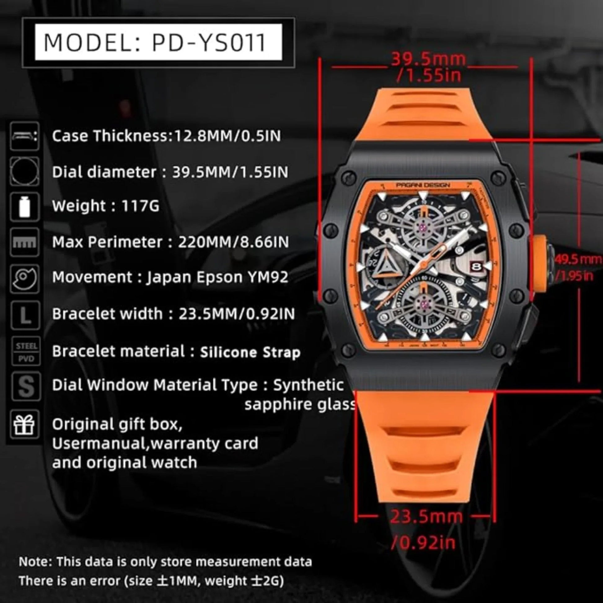 Pagani Design PD-YS011 Mens Skeleton Quartz Wristwatch YM92 Movt Watch for Men Sapphire Glass Stainless Steel Case Waterproof Clock - DREAM WATCHES