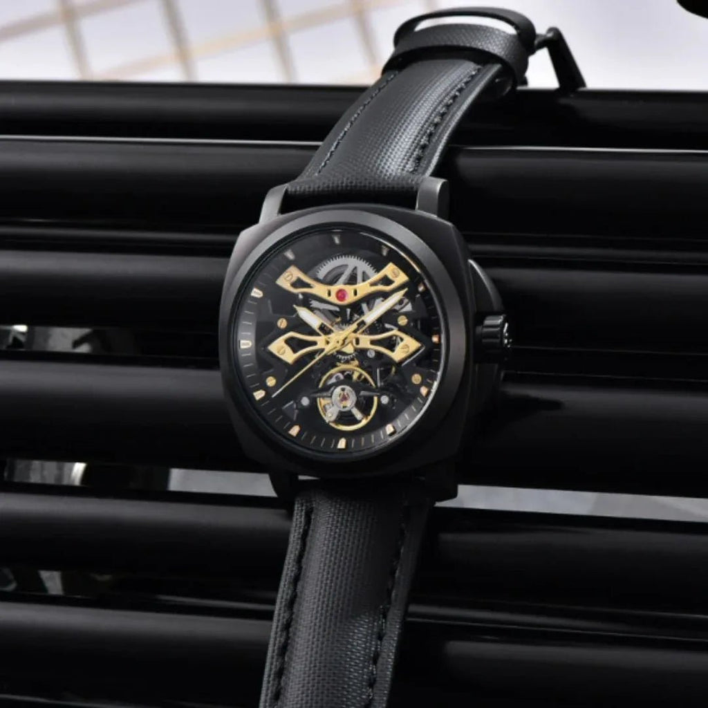 PAGANI DESIGN PD-YS017 Automatic Men's Stainless Steel Skeleton Wrist Watch with PU Leather - DREAM WATCHES
