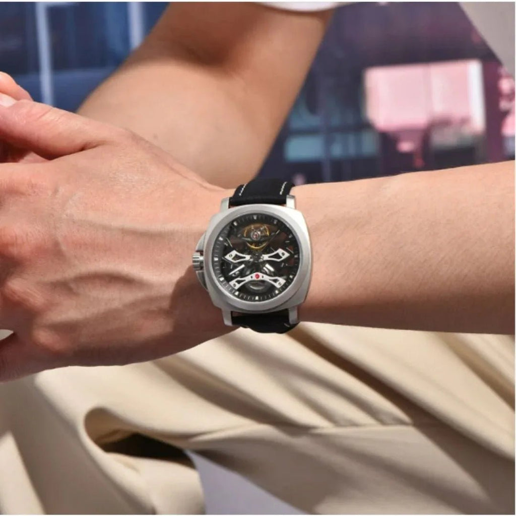 PAGANI DESIGN PD-YS017 Automatic Men's Stainless Steel Skeleton Wrist Watch with PU Leather - DREAM WATCHES