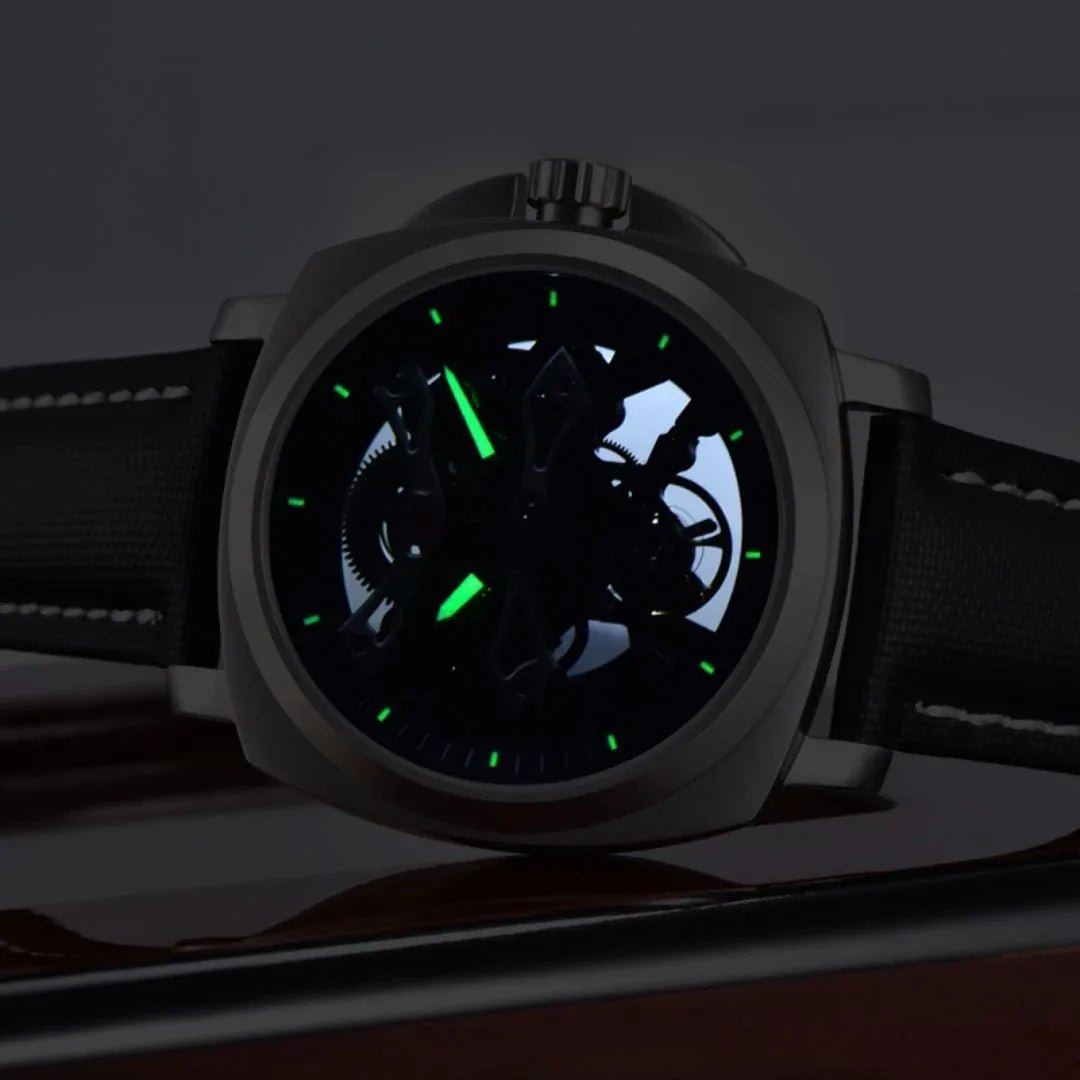 PAGANI DESIGN PD-YS017 Automatic Men's Stainless Steel Skeleton Wrist Watch with PU Leather - DREAM WATCHES