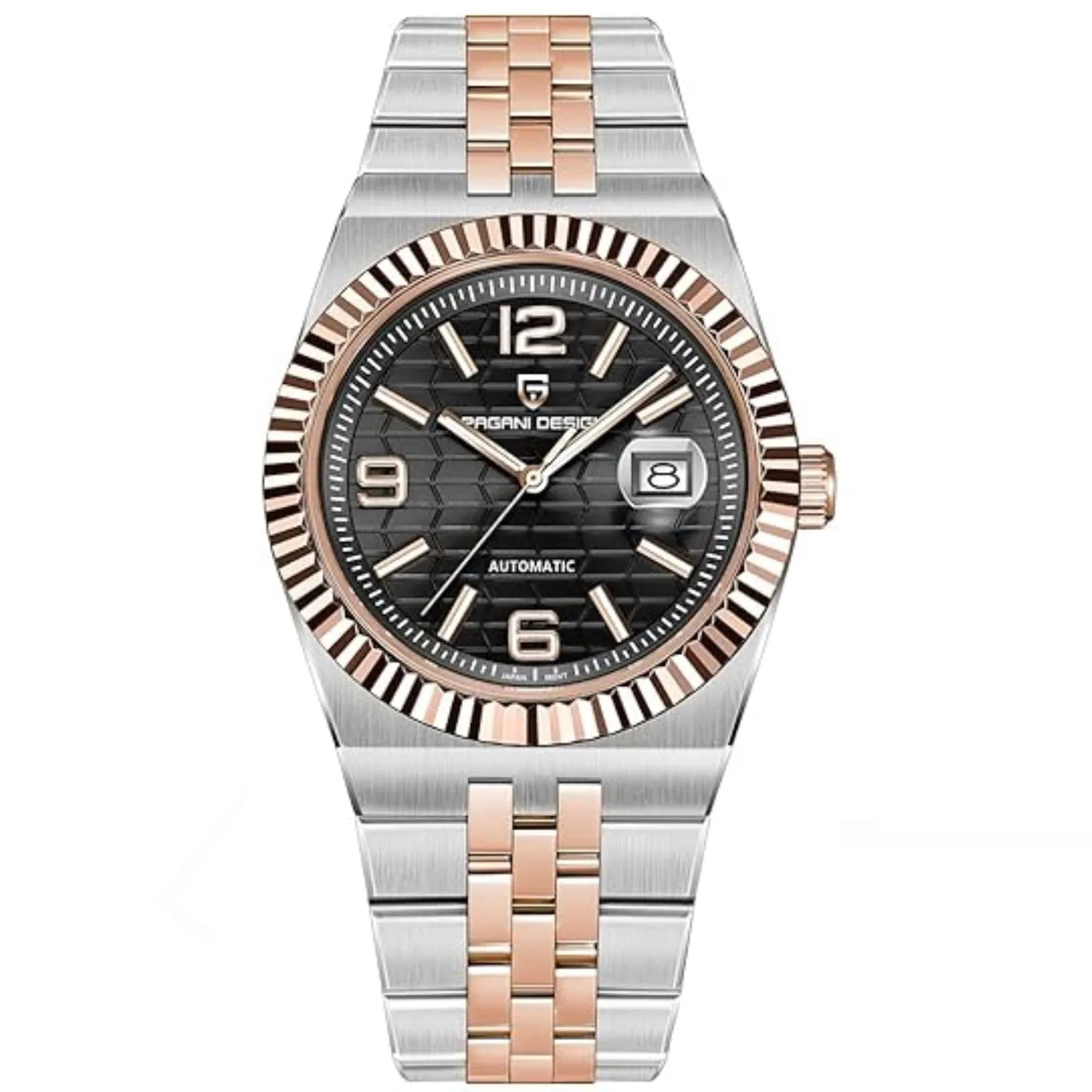 PAGANI DESIGN PD-YS027 Men's Automatic Watch Rose Gold Stainless Steel Mechanical Waterproof Wrist Watch for Men, Synthetic Sapphire Dial Glass - DREAM WATCHES