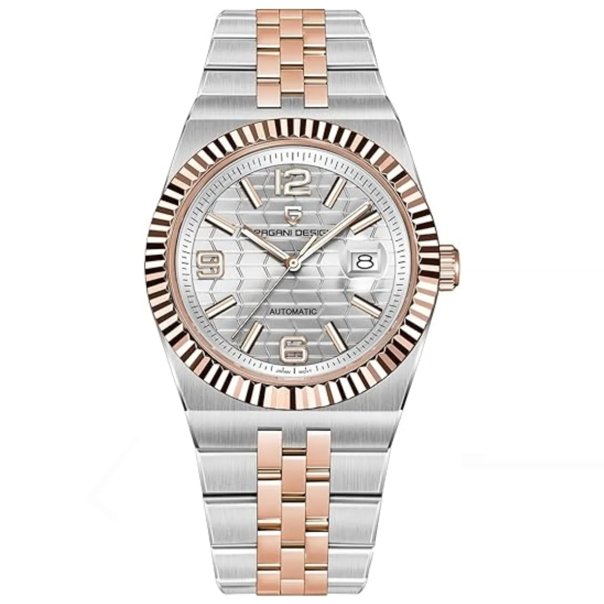 PAGANI DESIGN PD-YS027 New Men's Automatic Watch Rose Gold Stainless Steel Mechanical Waterproof Wrist Watch for Men, Synthetic Sapphire Dial Glass - DREAM WATCHES