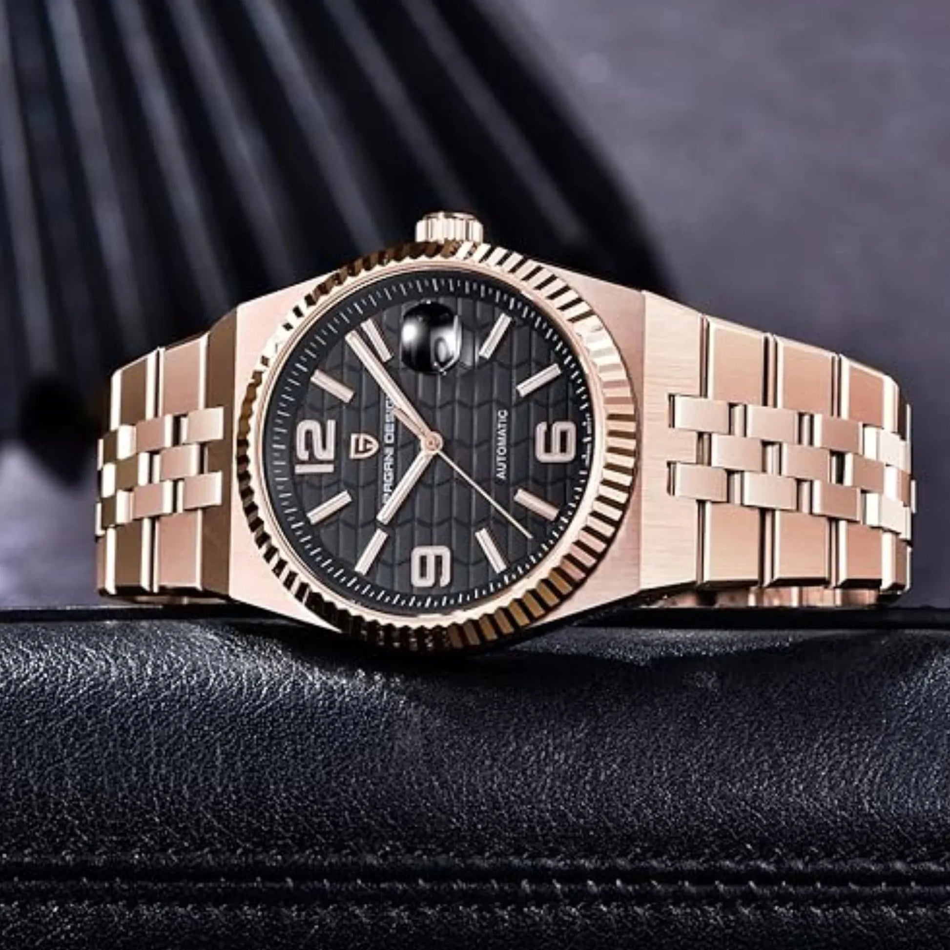 PAGANI DESIGN PD-YS027 New Men's Automatic Watch Rose Gold Stainless Steel Mechanical Waterproof Wrist Watch for Men, Synthetic Sapphire Dial Glass - DREAM WATCHES