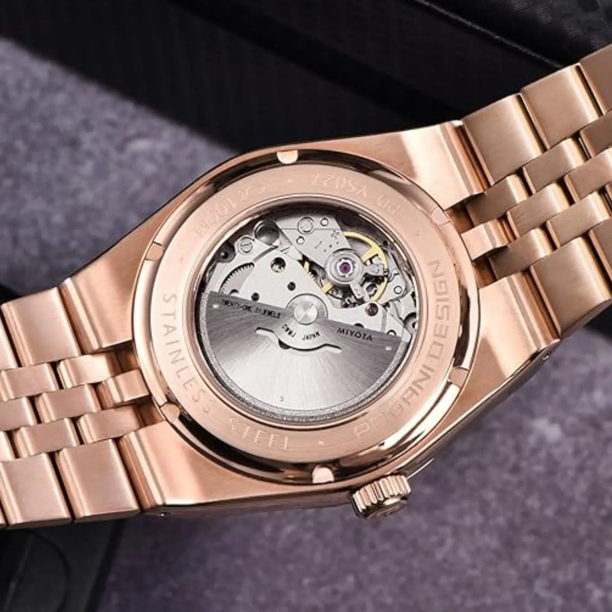 PAGANI DESIGN PD-YS027 New Men's Automatic Watch Rose Gold Stainless Steel Mechanical Waterproof Wrist Watch for Men, Synthetic Sapphire Dial Glass - DREAM WATCHES